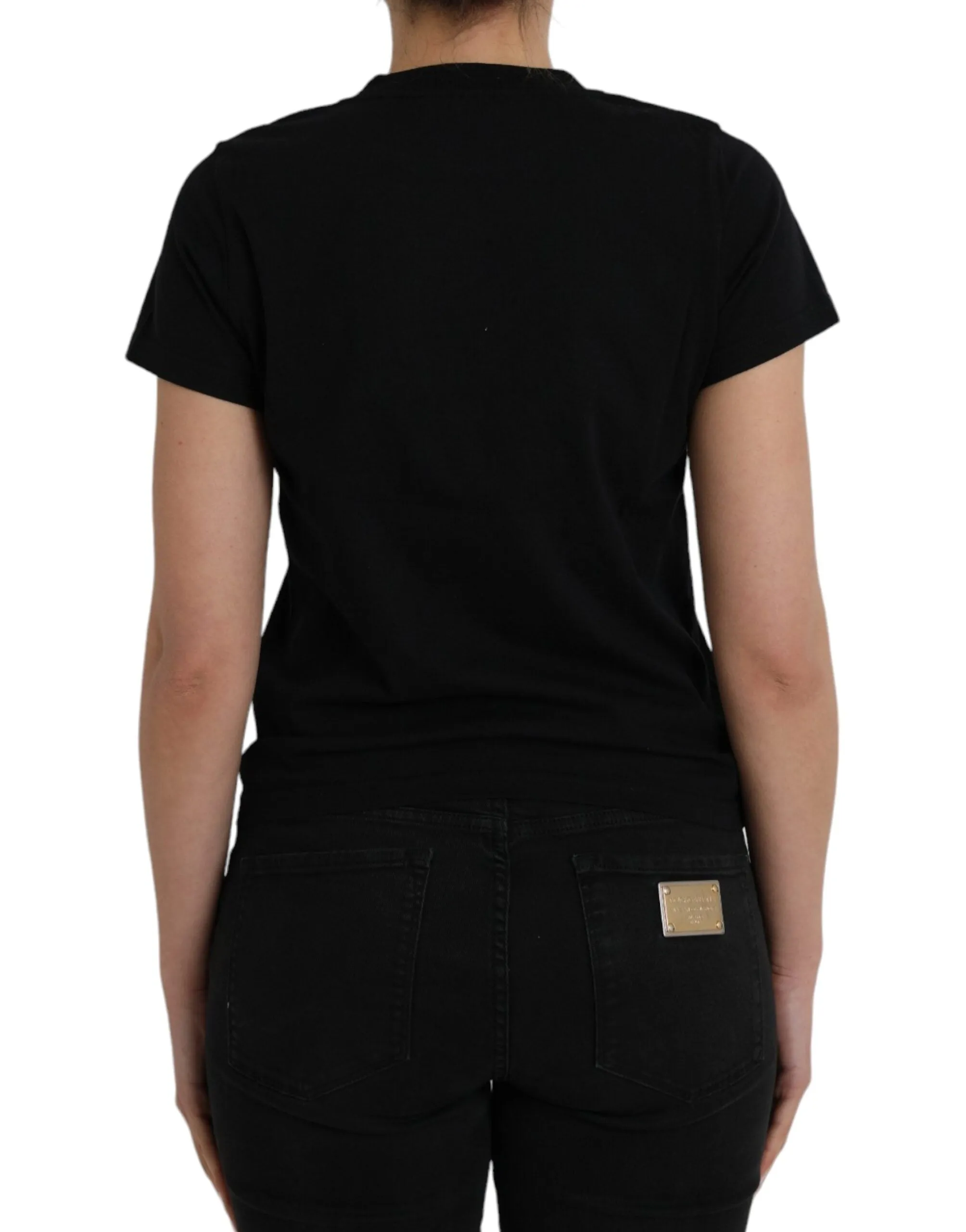 Black Cotton Logo Print Crew Neck Short Sleeves T-shirt sold by Lord & Taylor product image thumbnail 3