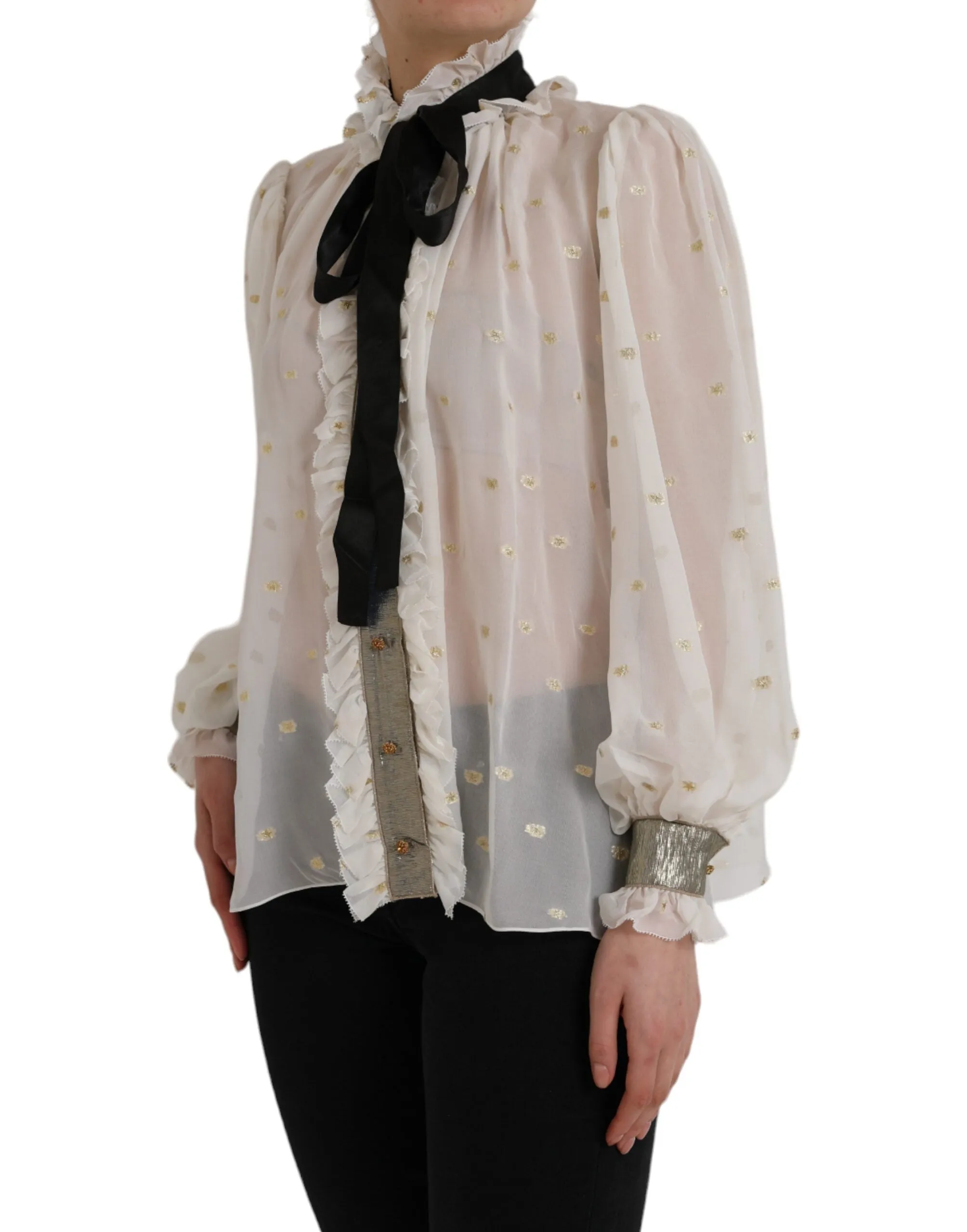 Off White Silk Blend Ascot Collar Blouse Top sold by Lord & Taylor product image thumbnail 2