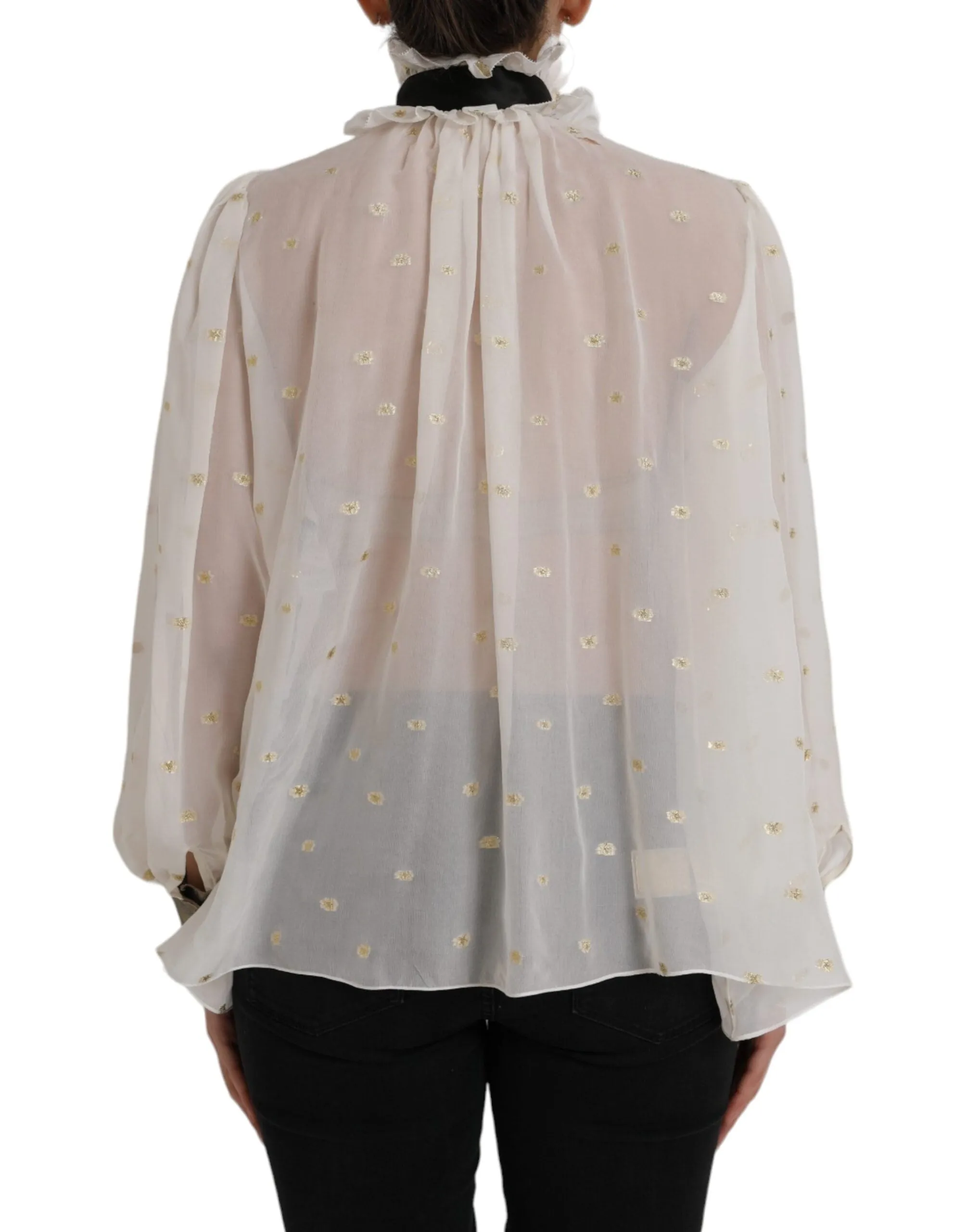 Off White Silk Blend Ascot Collar Blouse Top sold by Lord & Taylor product image thumbnail 3