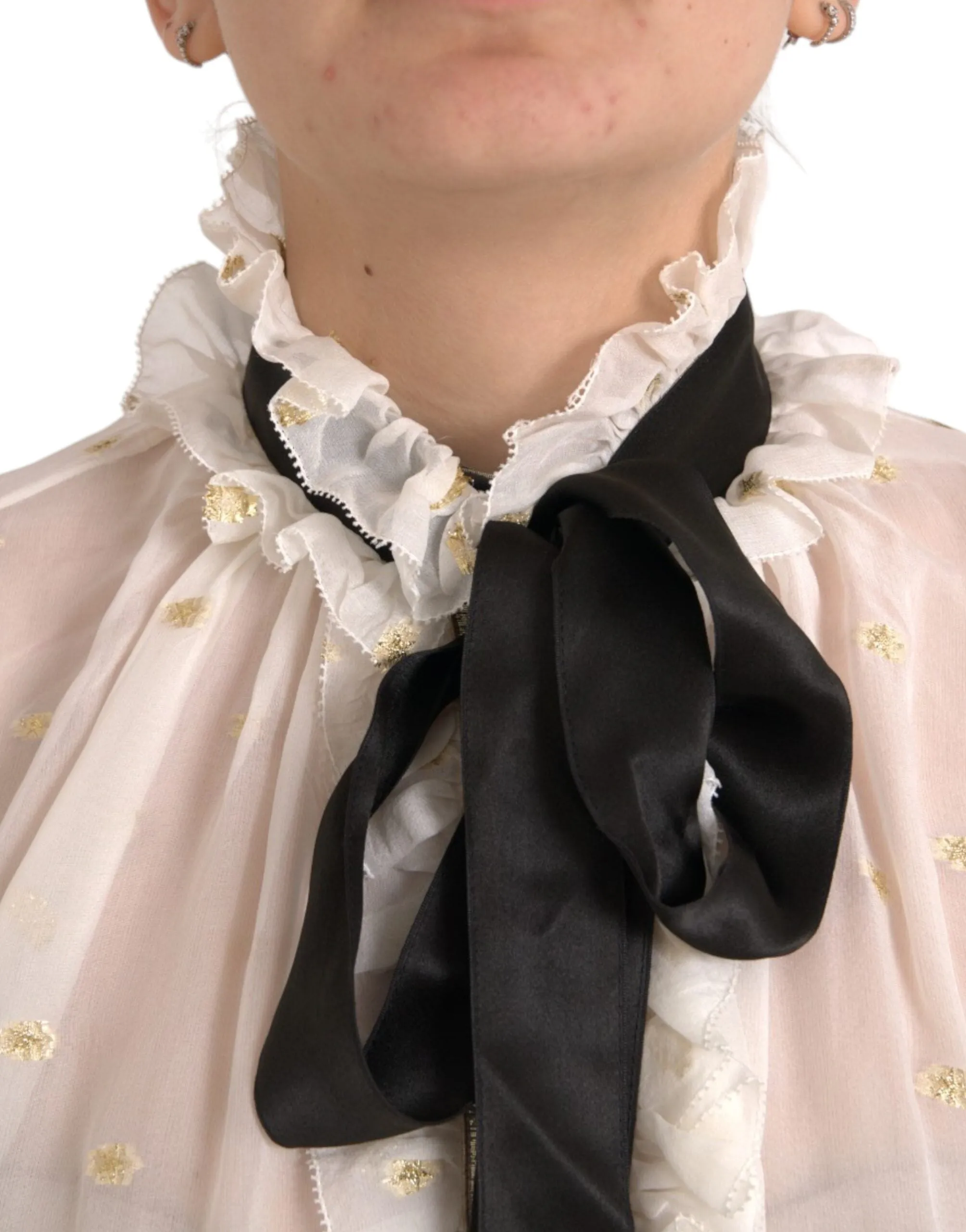 Off White Silk Blend Ascot Collar Blouse Top sold by Lord & Taylor product image thumbnail 4