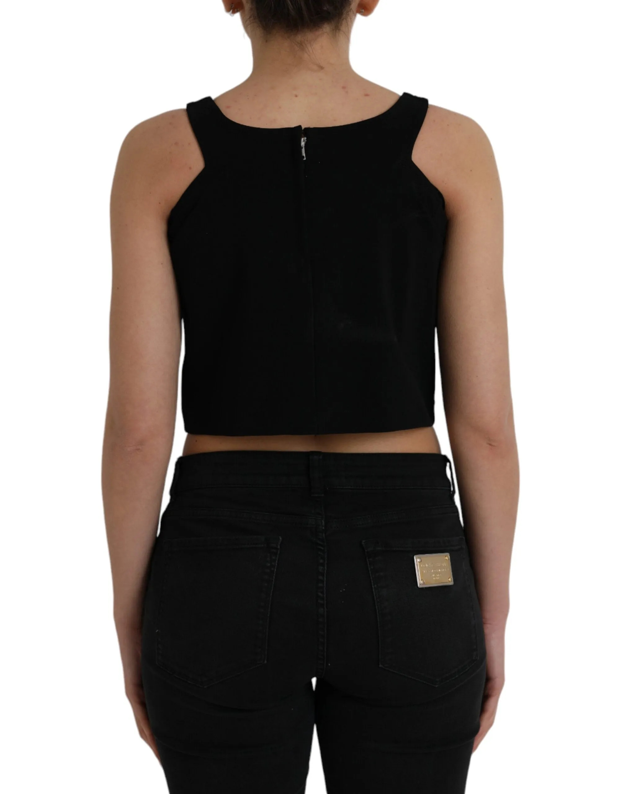 Black Sleeveless Round Neck Cropped Tank Top sold by Lord & Taylor product image thumbnail 3