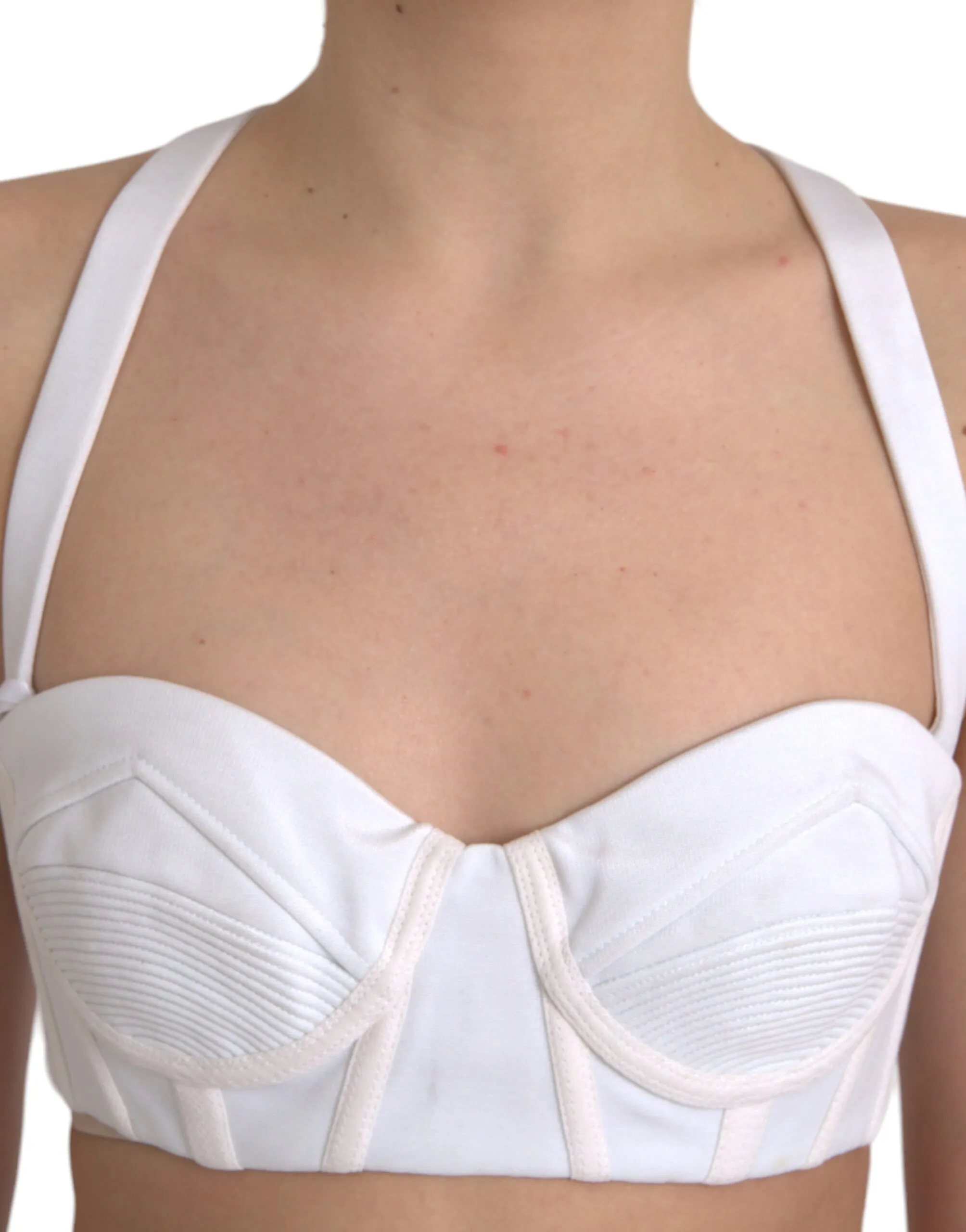 White Viscose Bustier Sleeveless Cropped Top sold by Lord & Taylor product image thumbnail 4