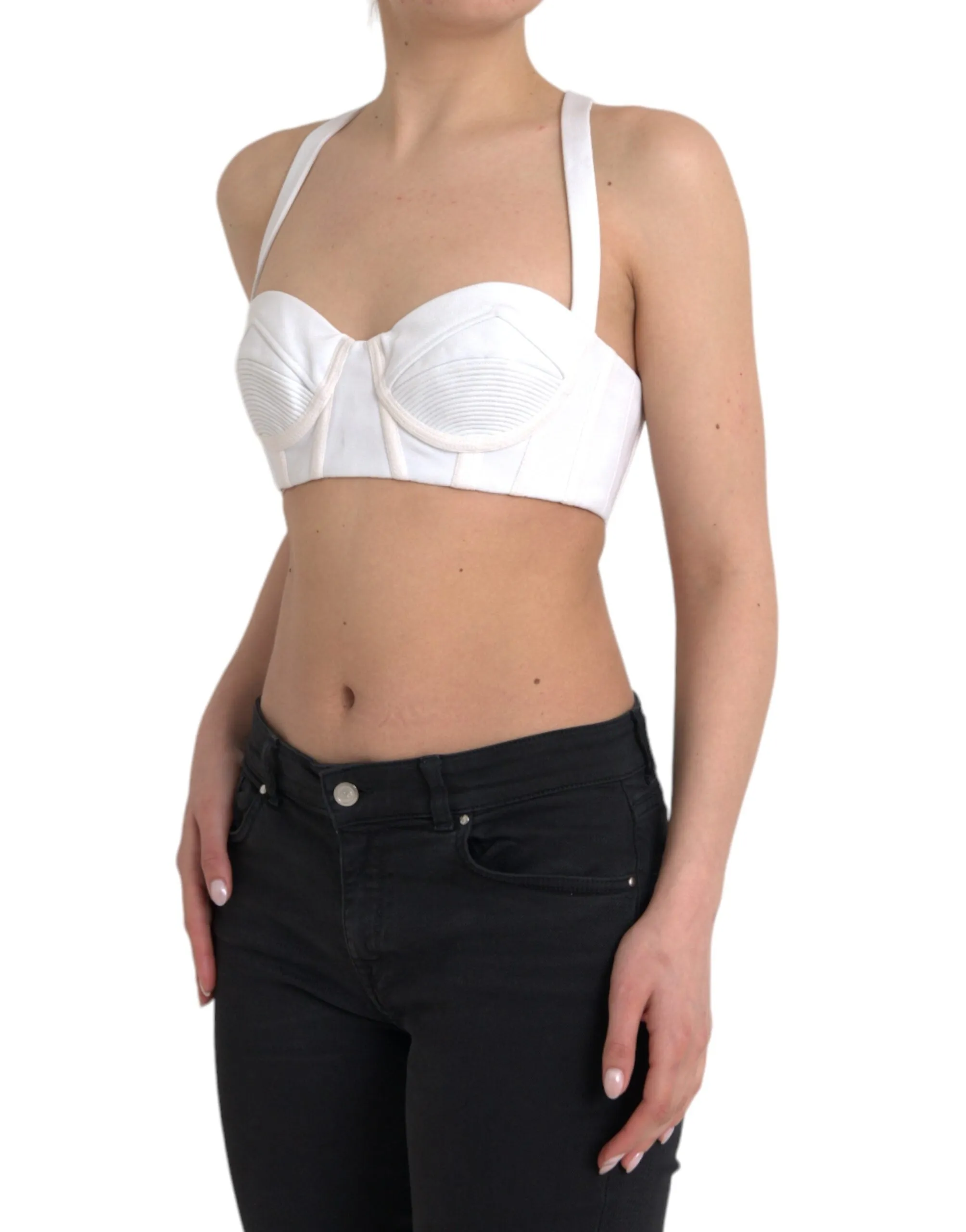 White Viscose Bustier Sleeveless Cropped Top sold by Lord & Taylor product image thumbnail 2