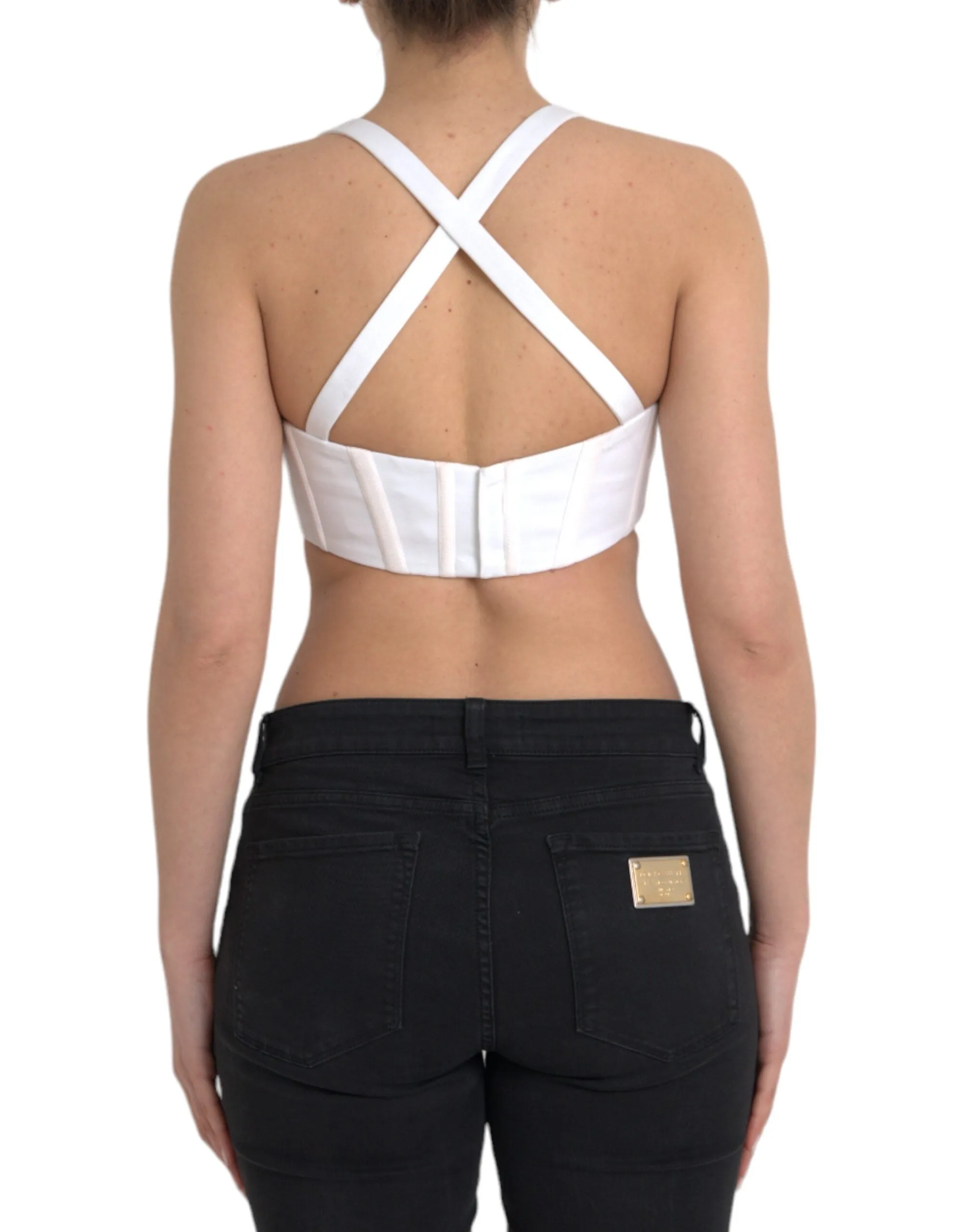 White Viscose Bustier Sleeveless Cropped Top sold by Lord & Taylor product image thumbnail 3