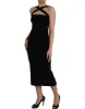 Black Sheath Halter Sleeveless Midi Dress sold by Lord & Taylor