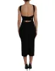 Black Sheath Halter Sleeveless Midi Dress sold by Lord & Taylor