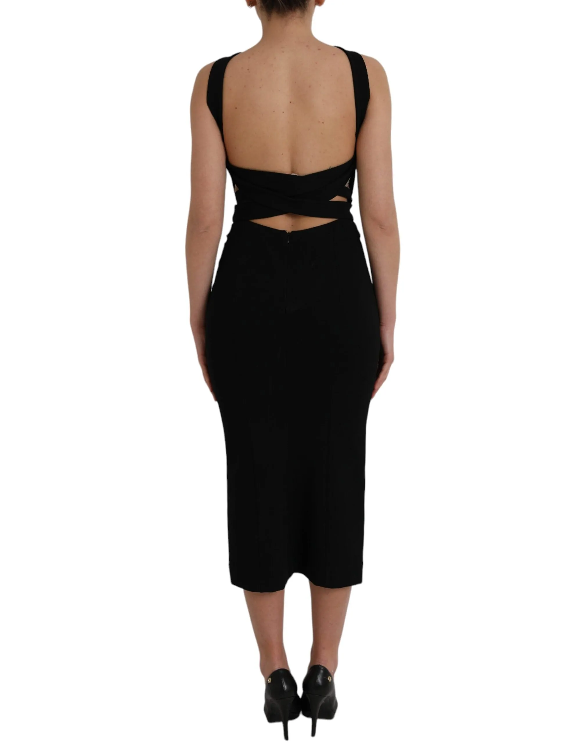 Black Sheath Halter Sleeveless Midi Dress sold by Lord & Taylor product image thumbnail 4