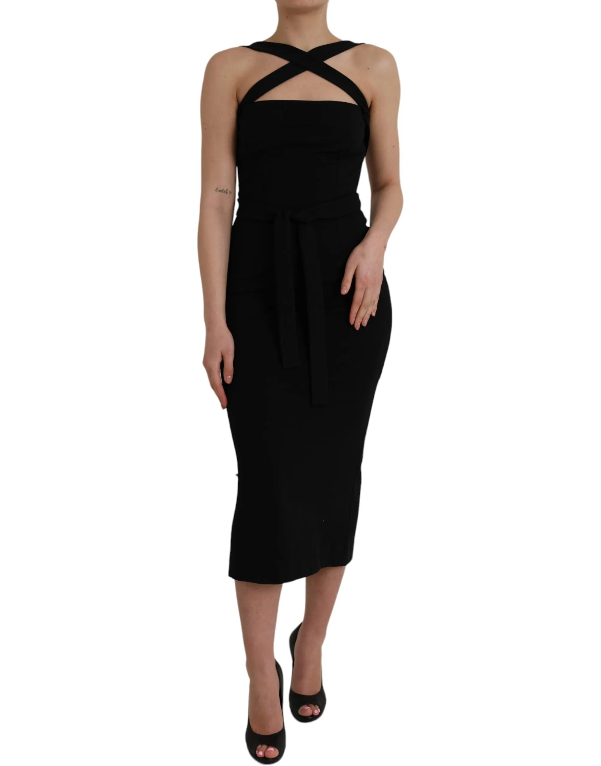 Black Sheath Halter Sleeveless Midi Dress sold by Lord & Taylor product image thumbnail 2