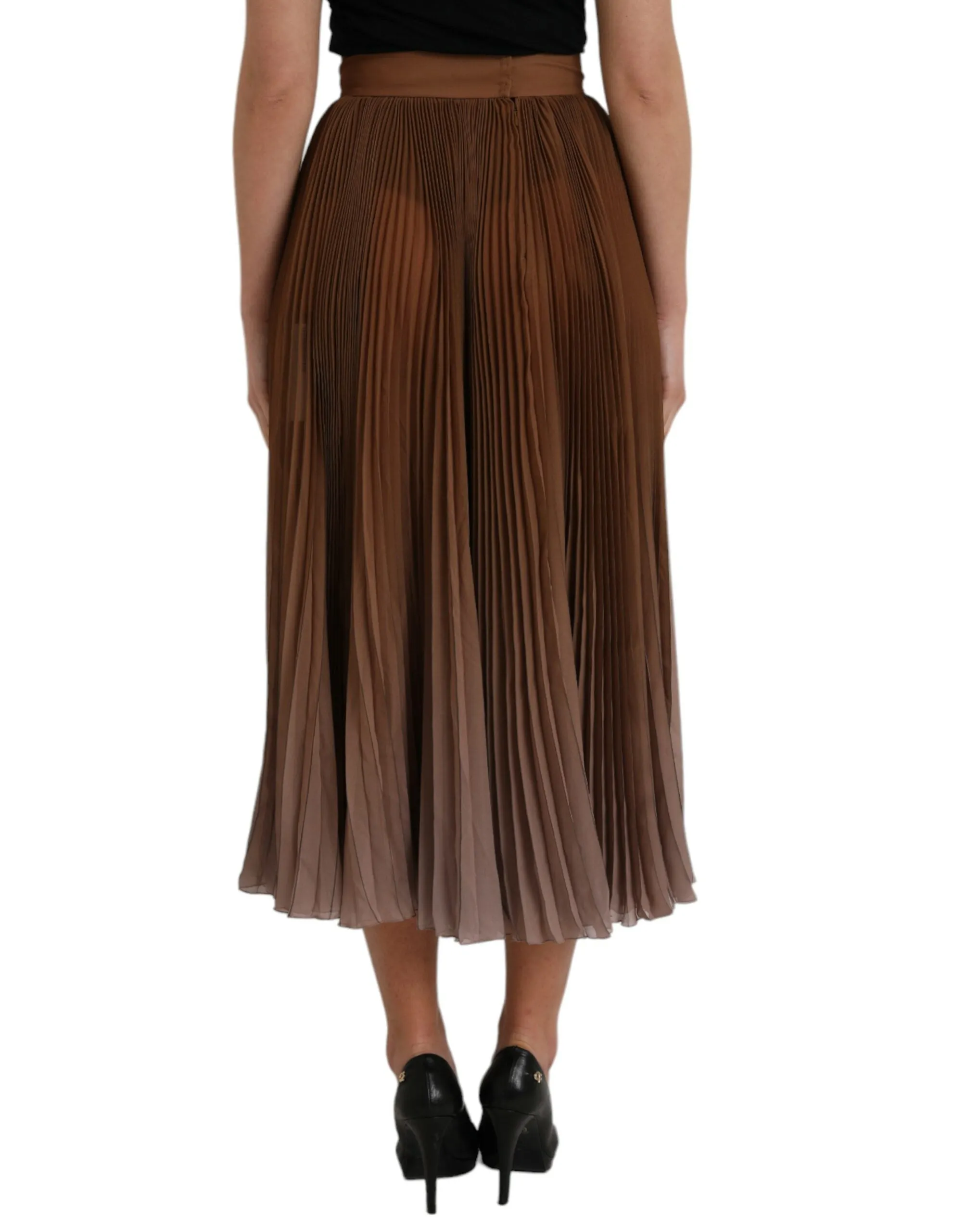 Brown Polyester Pleated High Waist Midi Skirt sold by Lord & Taylor product image thumbnail 4