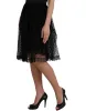 Black Nylon Lace Trim High Waist A-line Skirt sold by Lord & Taylor