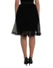 Black Nylon Lace Trim High Waist A-line Skirt sold by Lord & Taylor