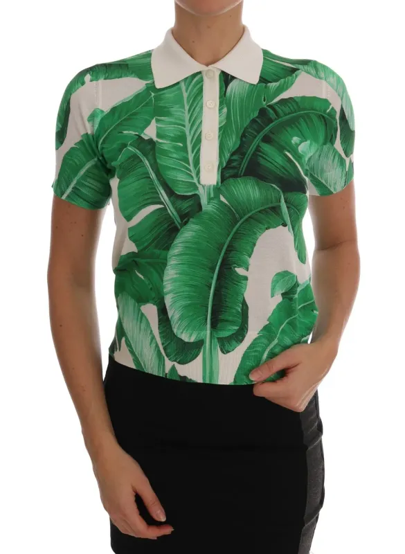 Green Banana Print Silk Polo T-shirt sold by Lord & Taylor