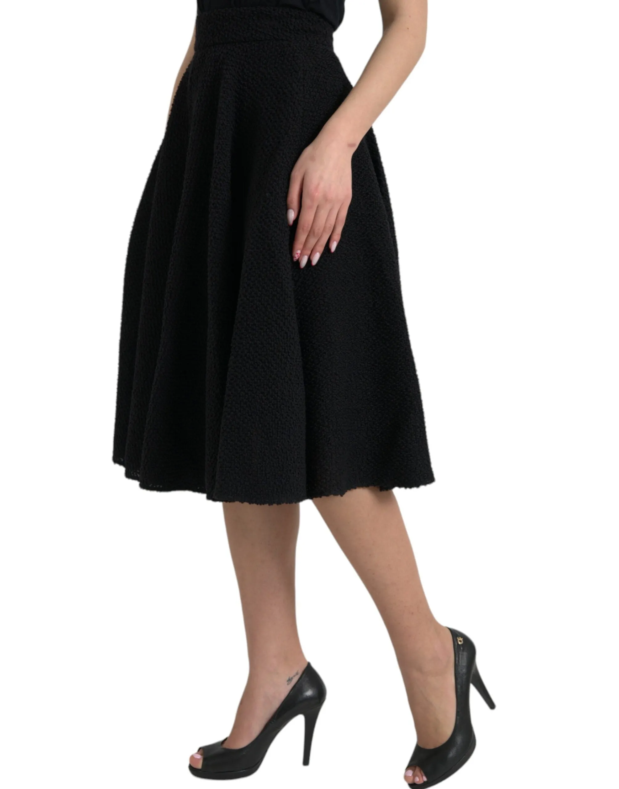 Black High Waist A-line Knee Length Skirt sold by Lord & Taylor product image thumbnail 2
