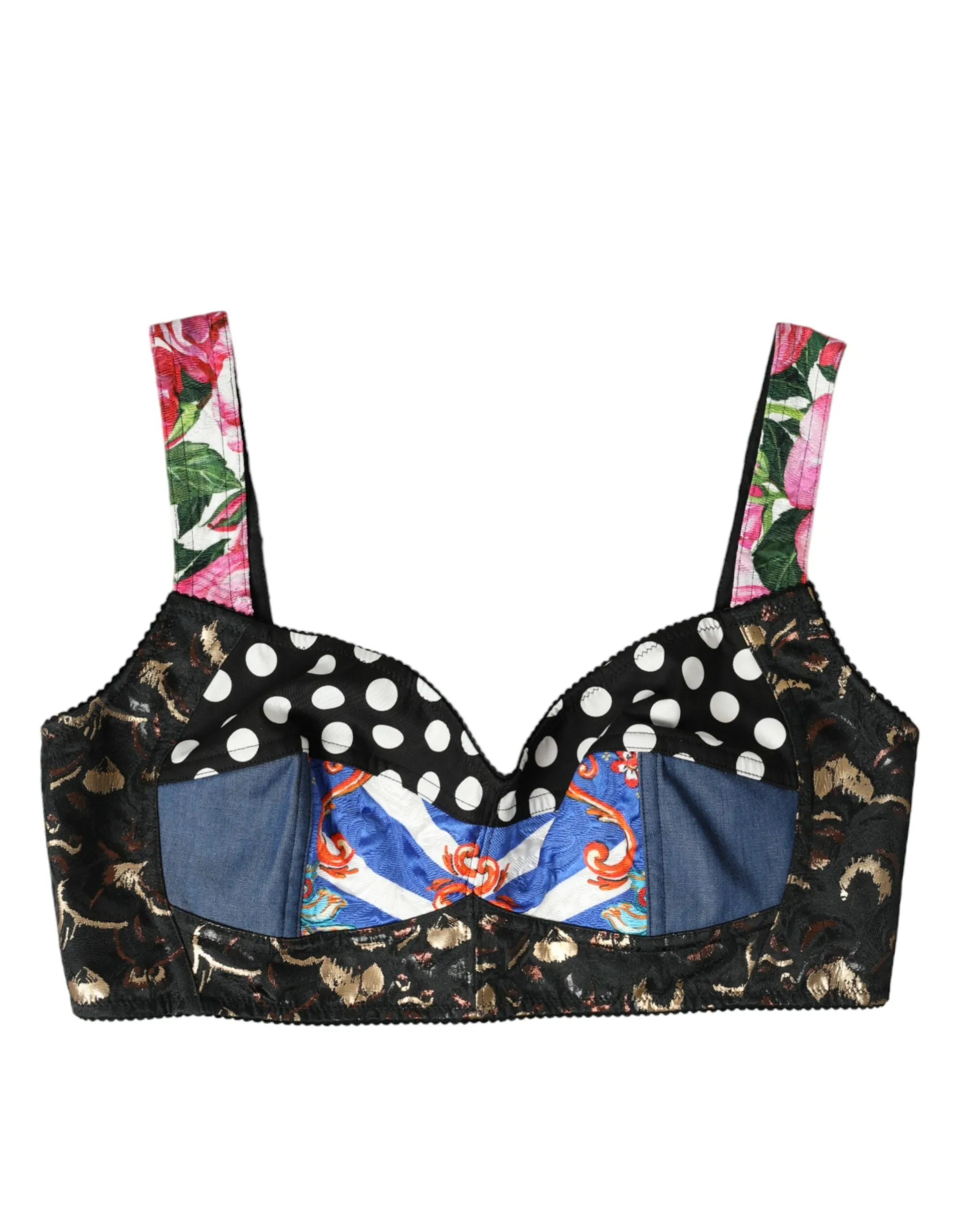 Multicolor Floral Patchwork Bustier Crop Top sold by Lord & Taylor
