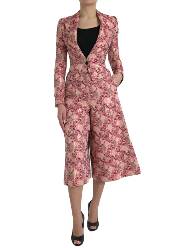 Pink Floral Jacquard Slim Fit 2 Piece Suit made by Lord & Taylor