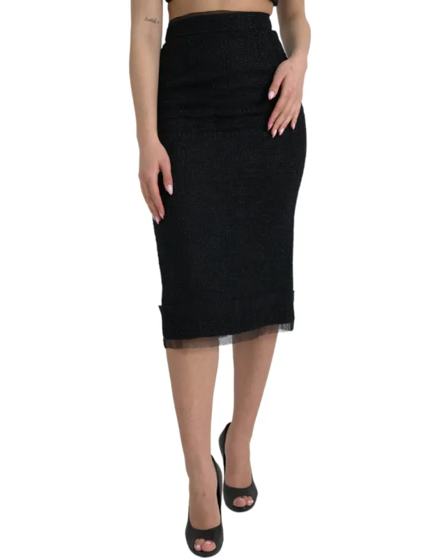 Black Wool High Waist Pencil Cut Midi Skirt sold by Lord & Taylor