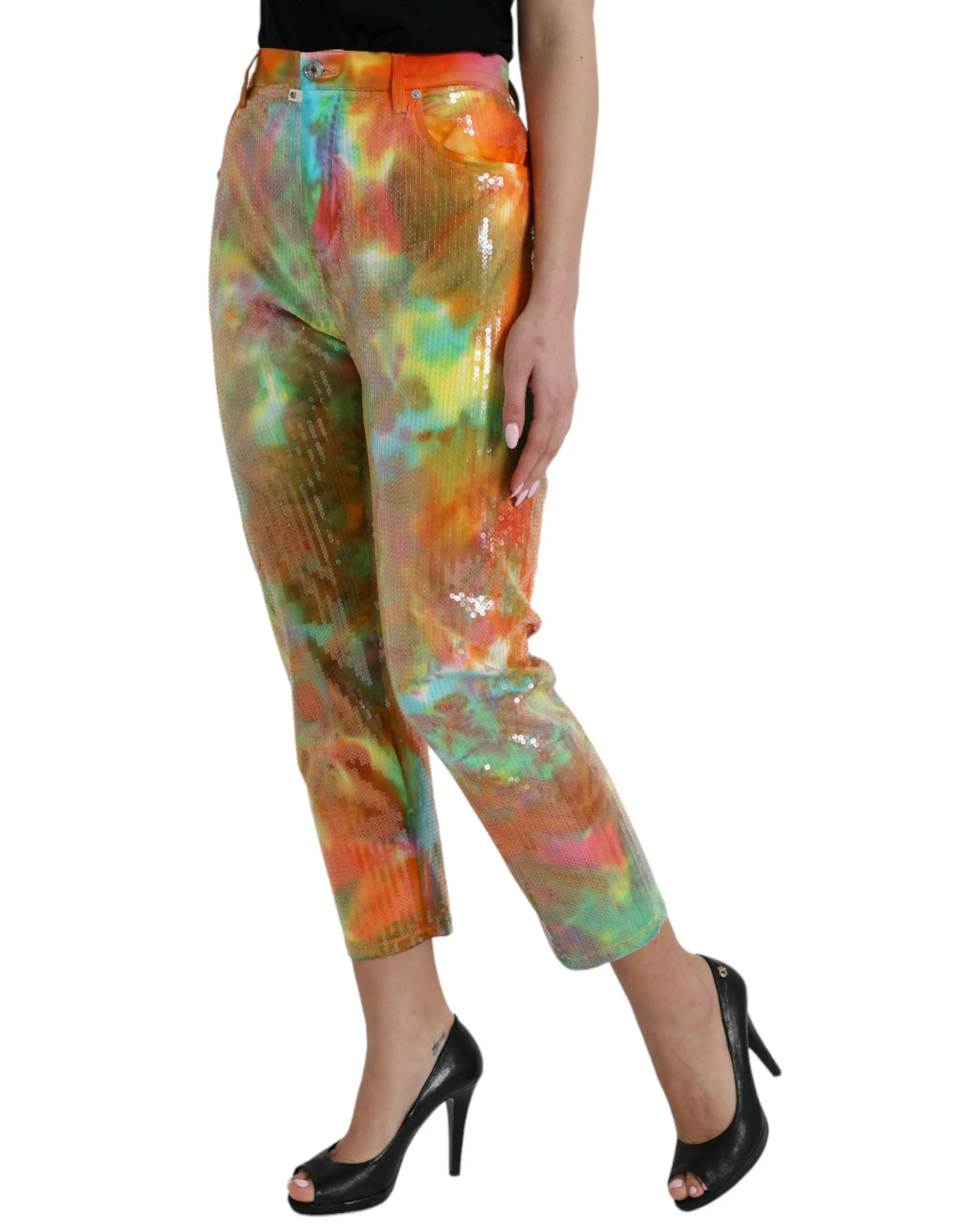 Multicolor Tie Dye Sequined High Waist Cropped Pants sold by Lord & Taylor product image thumbnail 2