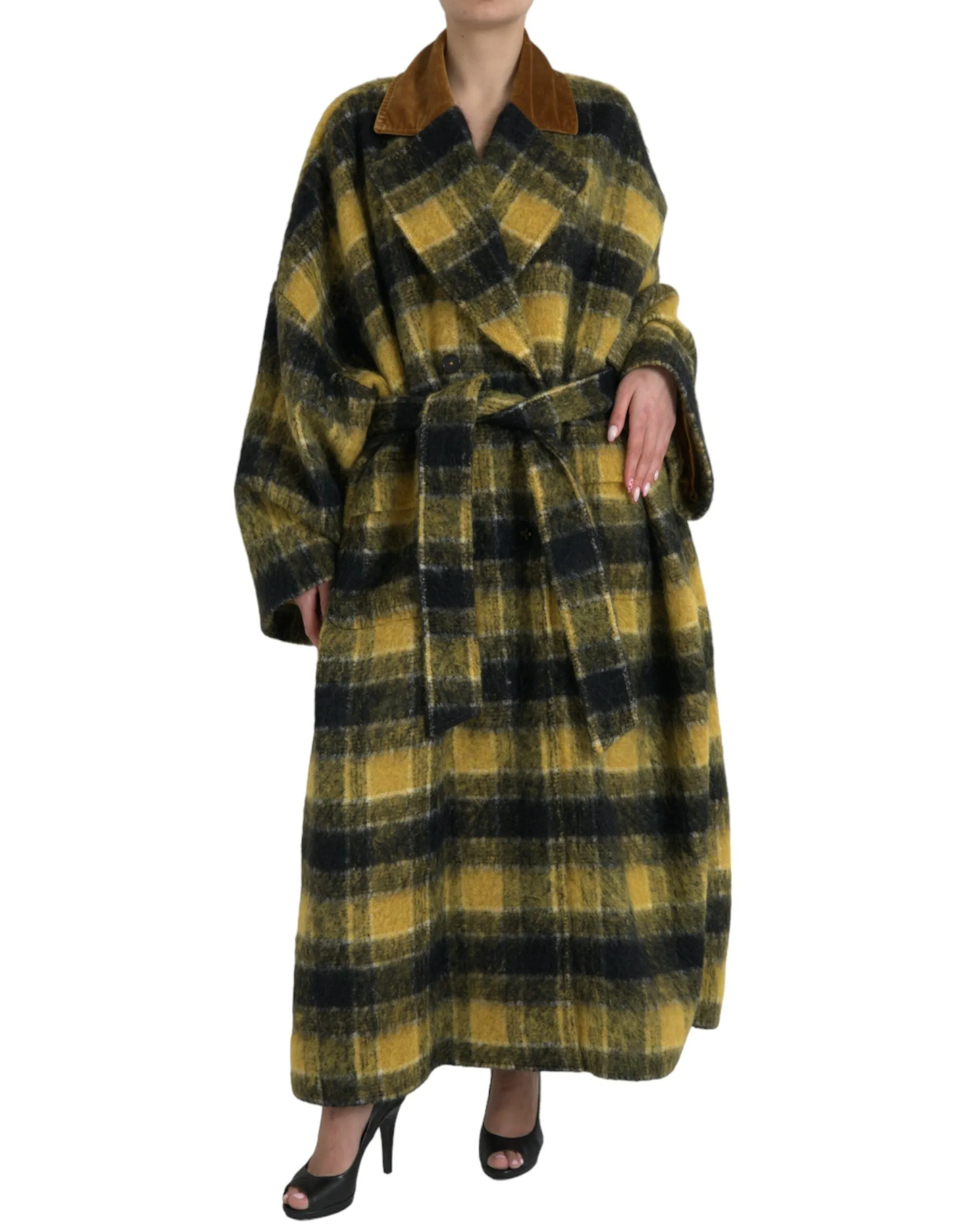 Yellow Checkered Long Sleeve Coat Jacket sold by Lord & Taylor