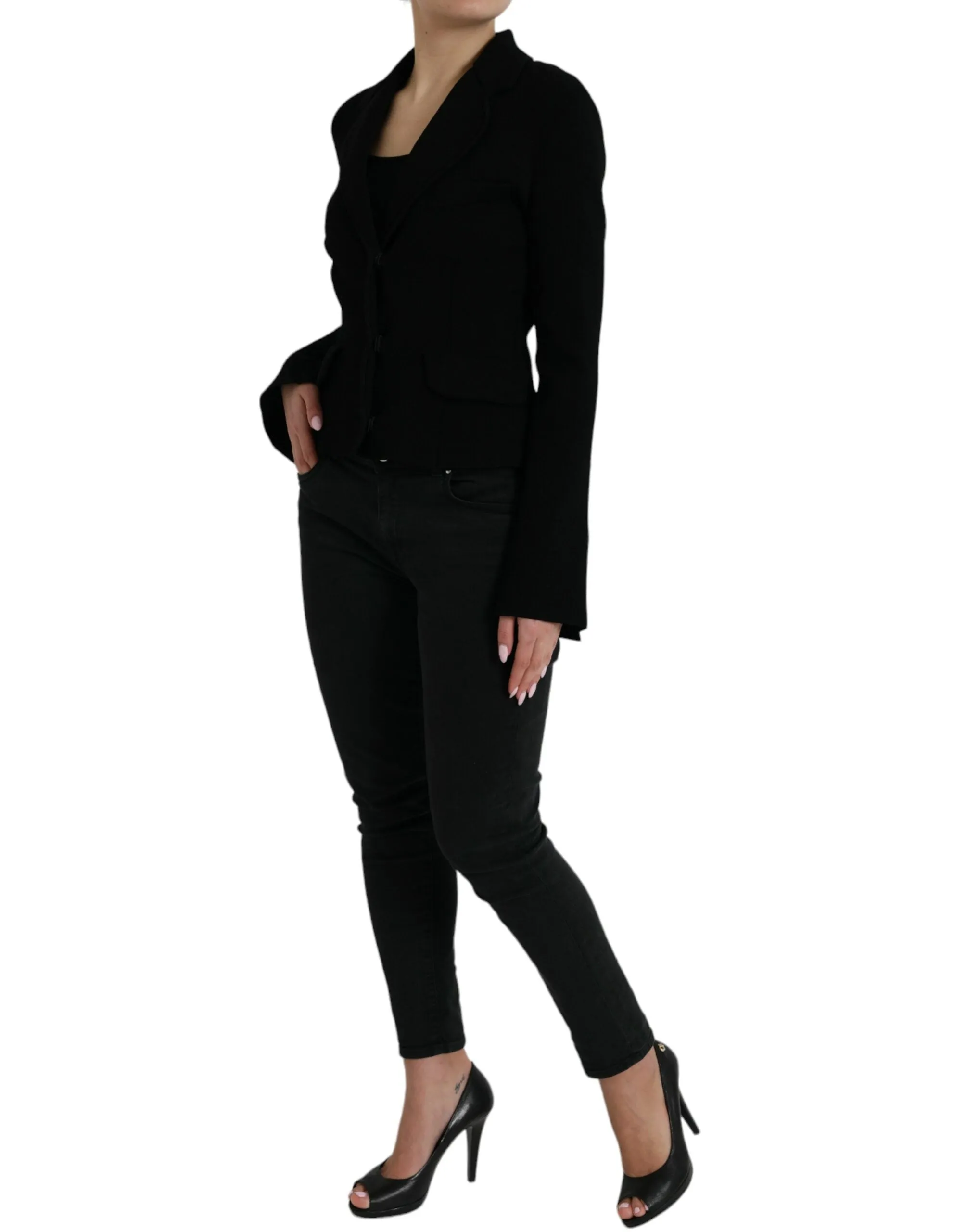 Black Viscose Single Breasted Blazer Jacket sold by Lord & Taylor product image thumbnail 2