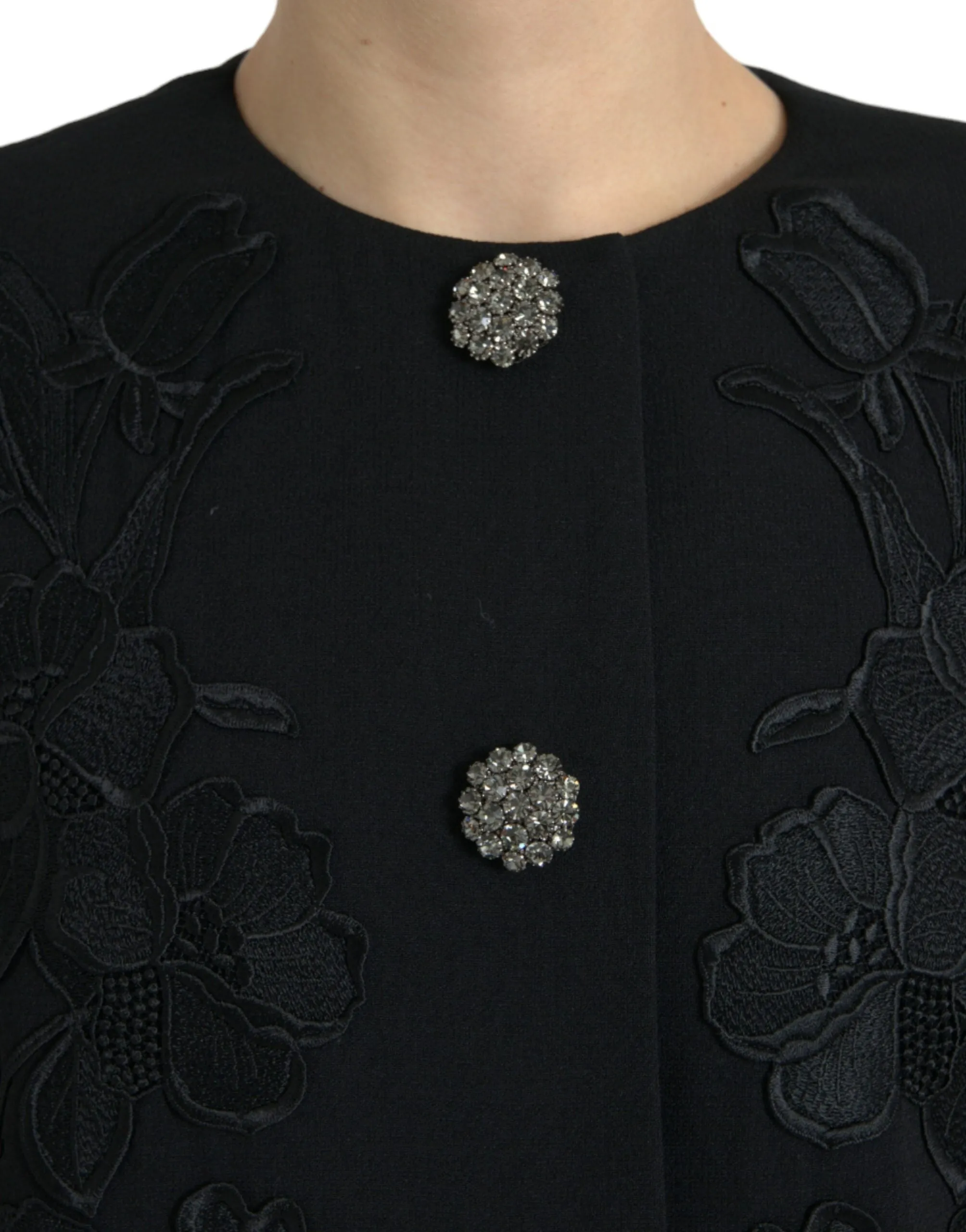 Black Floral Wool Button Embellished Jacket sold by Lord & Taylor product image thumbnail 4