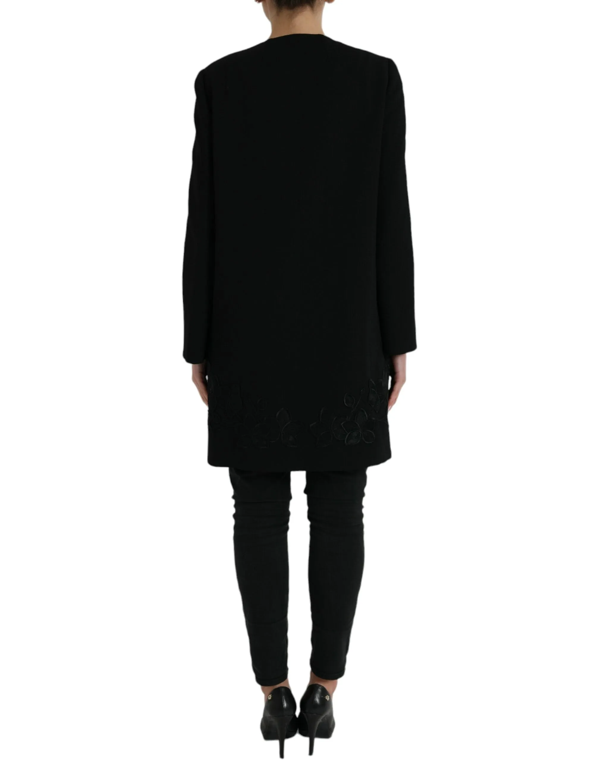 Black Floral Wool Button Embellished Jacket sold by Lord & Taylor product image thumbnail 3