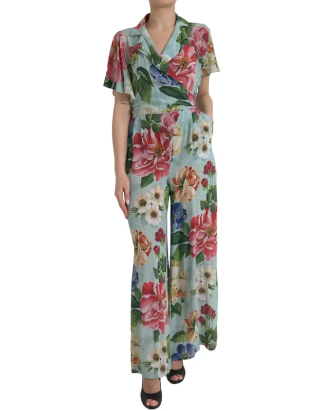 Blue Floral Wide Leg Wrap Jumpsuit Dress sold by Lord & Taylor