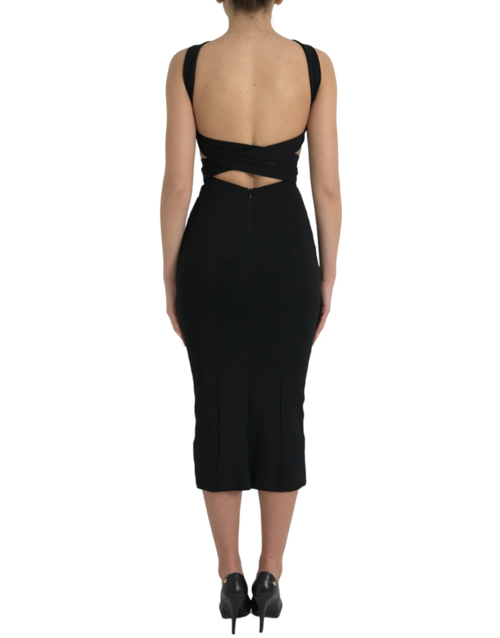 Black Sheath Halter Sleeveless Midi Dress sold by Lord & Taylor product image thumbnail 3