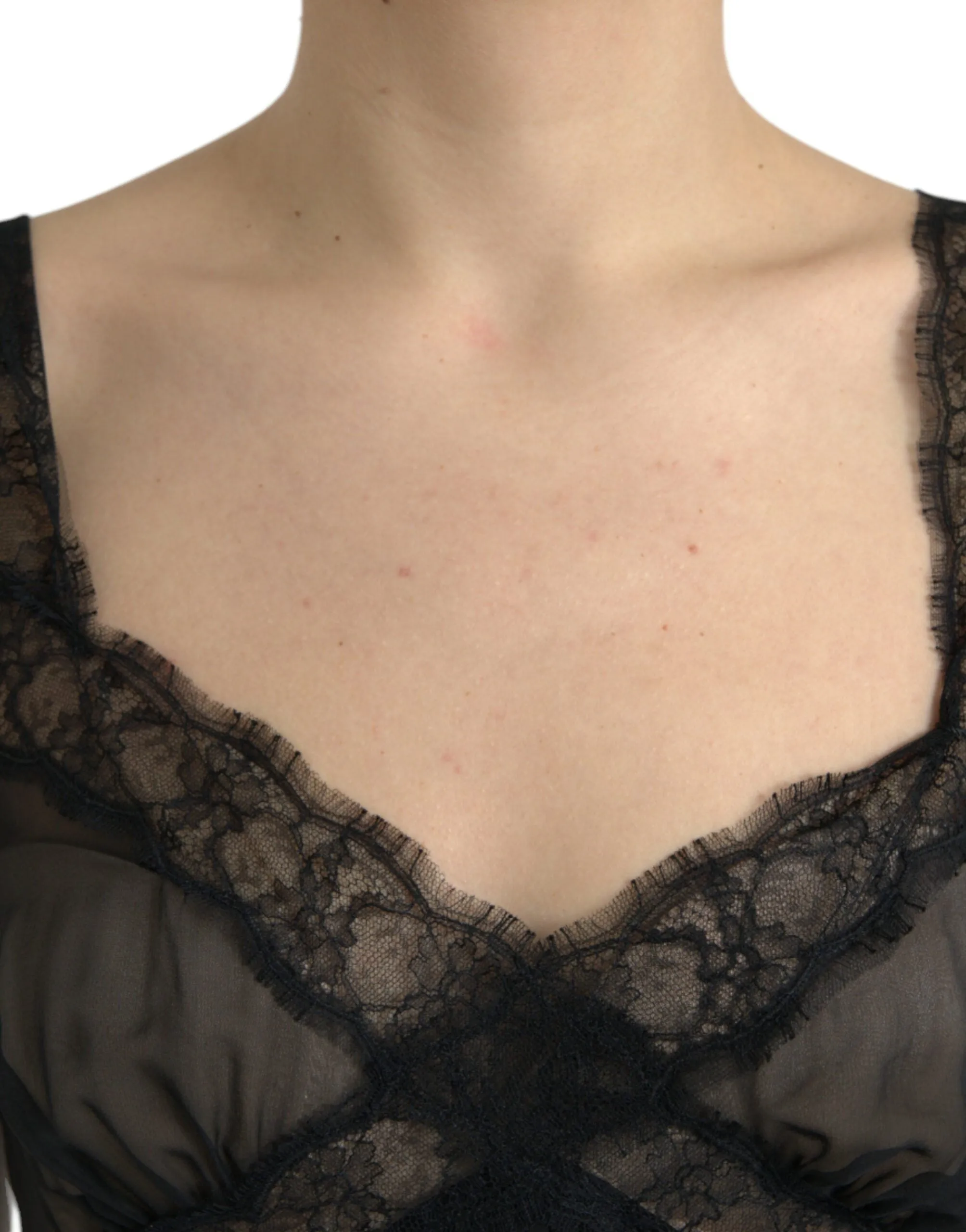 Black Silk Pleated Lace Chiffon Mini Dress sold by Lord & Taylor product image thumbnail 4