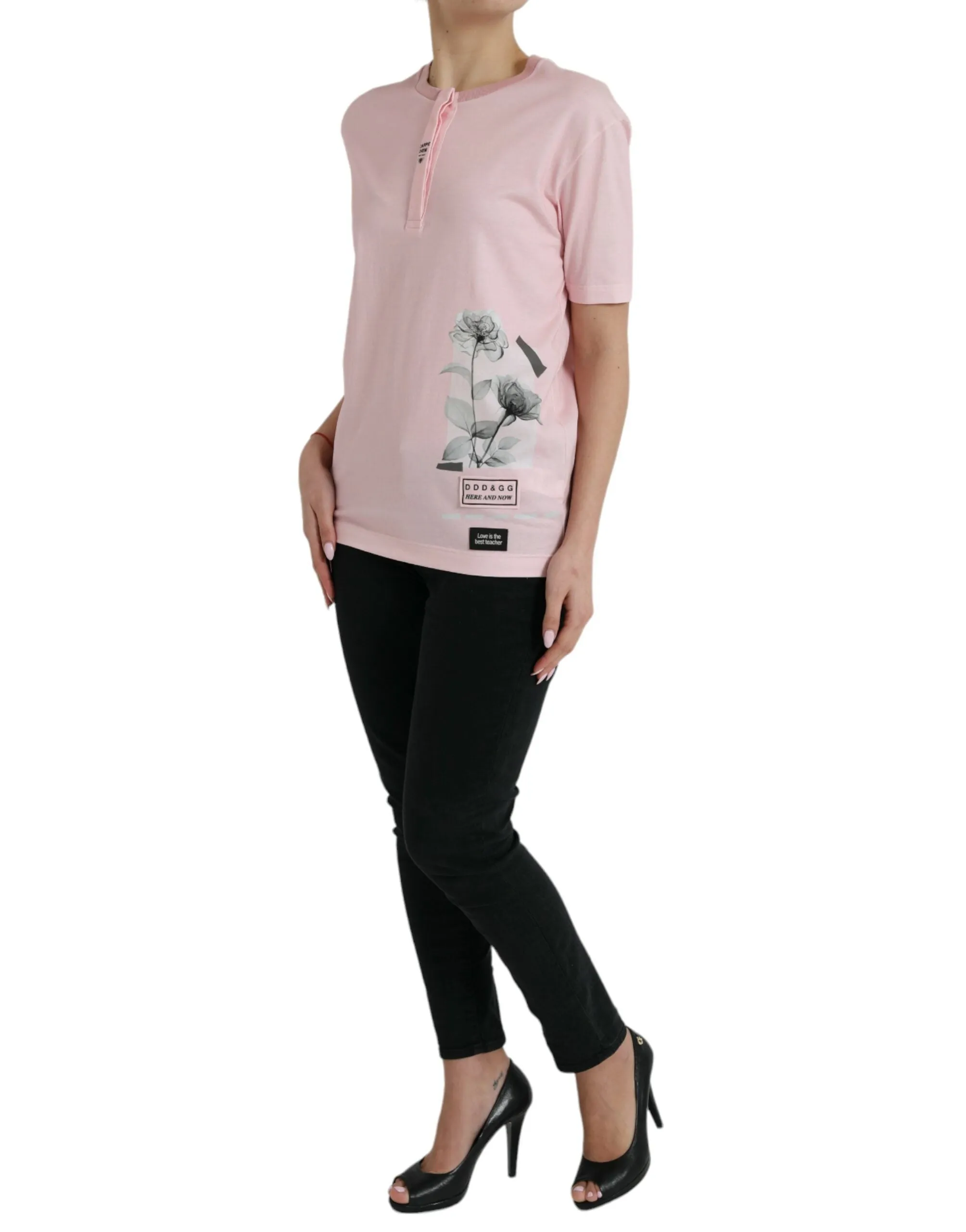 Pink Floral Print Cotton Short Sleeves T-shirt sold by Lord & Taylor product image thumbnail 2