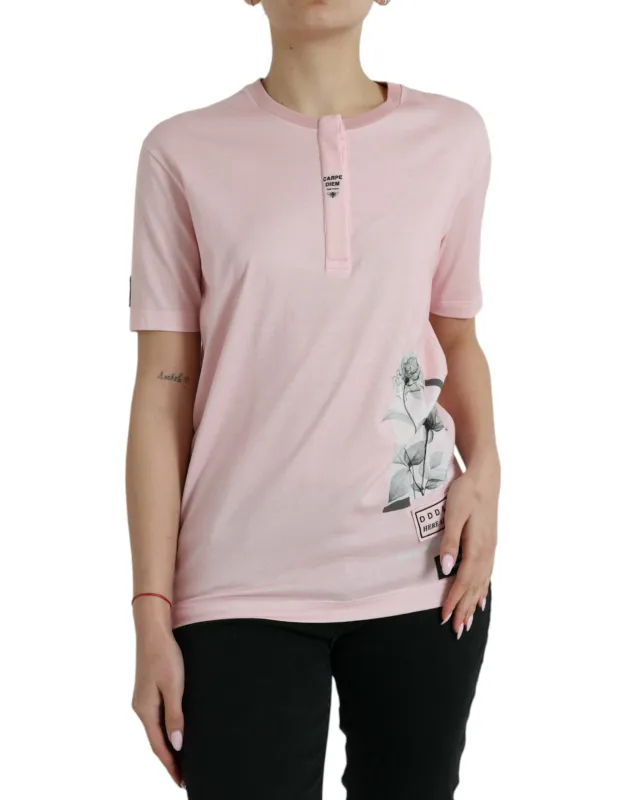 Pink Floral Print Cotton Short Sleeves T-shirt sold by Lord & Taylor