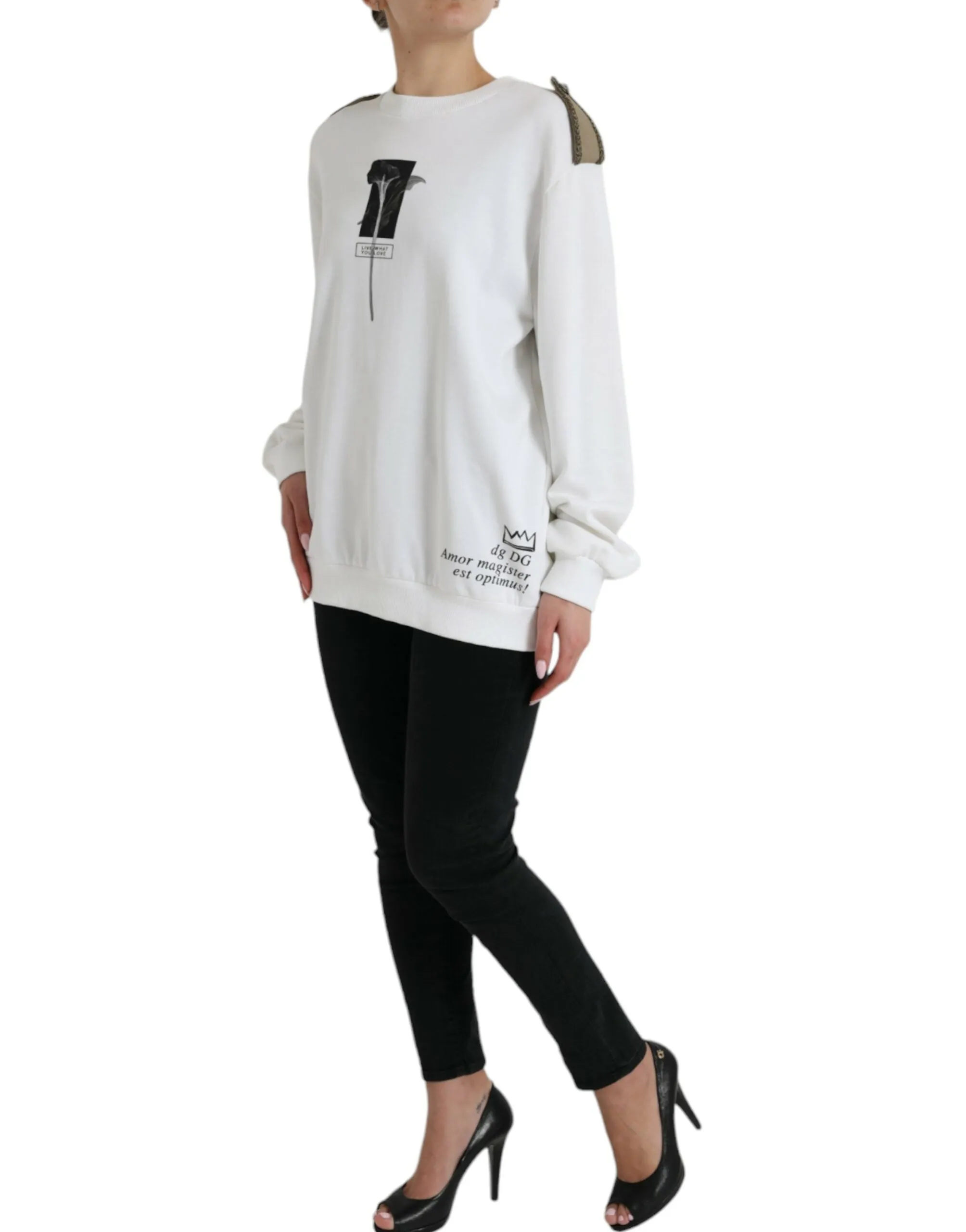 White Floral Cotton Crew Neck Pullover Sweater sold by Lord & Taylor product image thumbnail 2