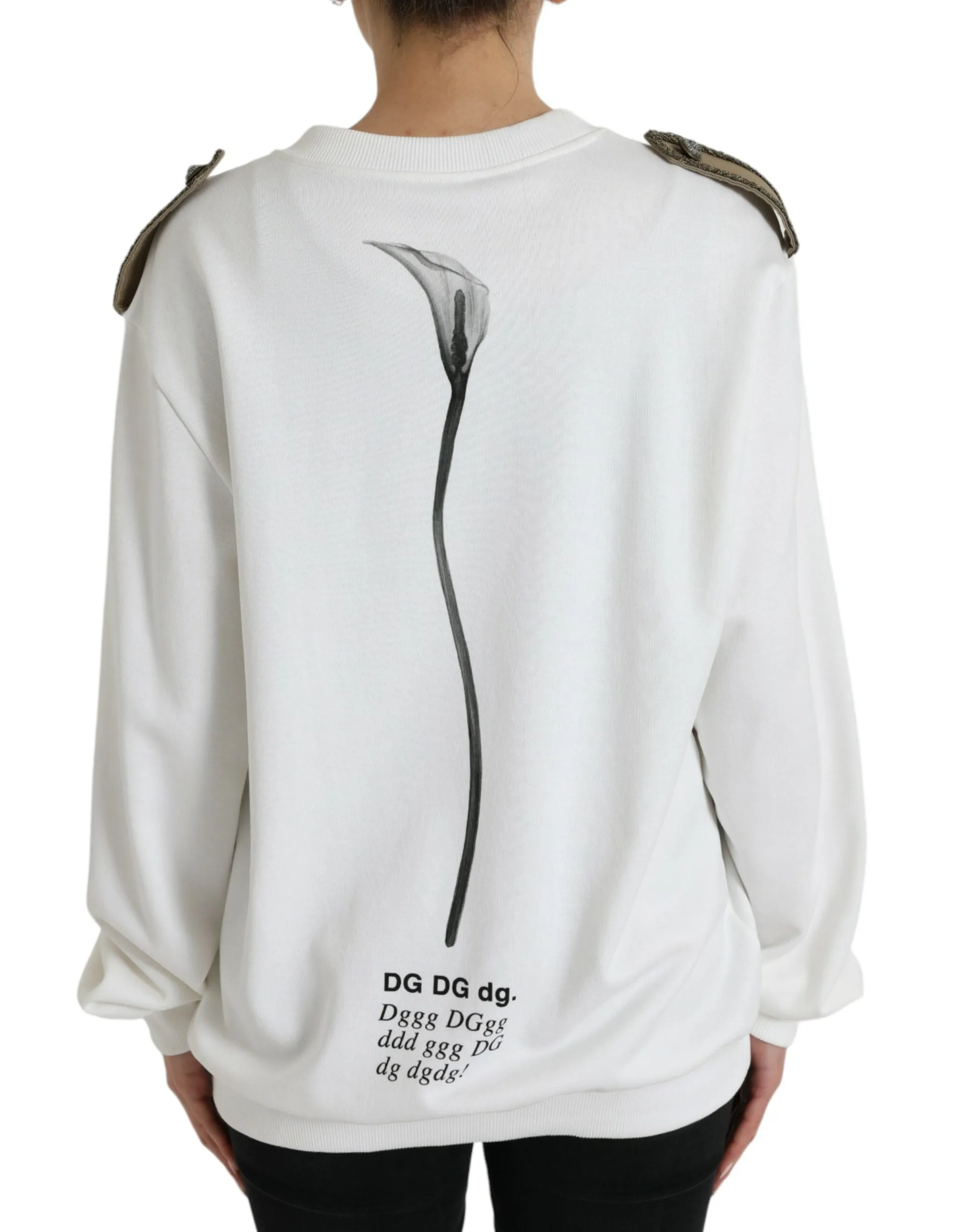 White Floral Cotton Crew Neck Pullover Sweater sold by Lord & Taylor product image thumbnail 3