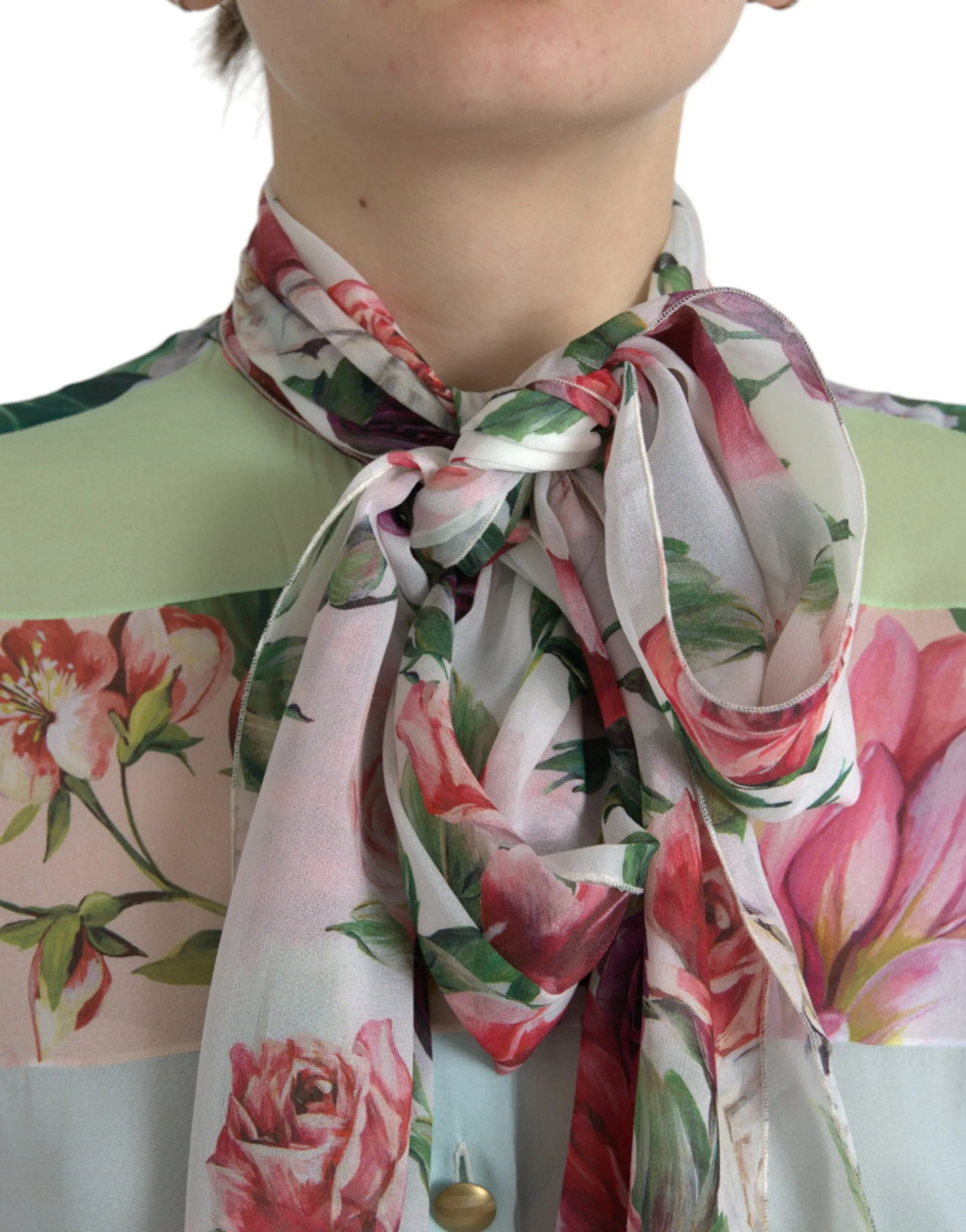 Multicolor Floral Patchwork Ascot Collar Top sold by Lord & Taylor product image thumbnail 4