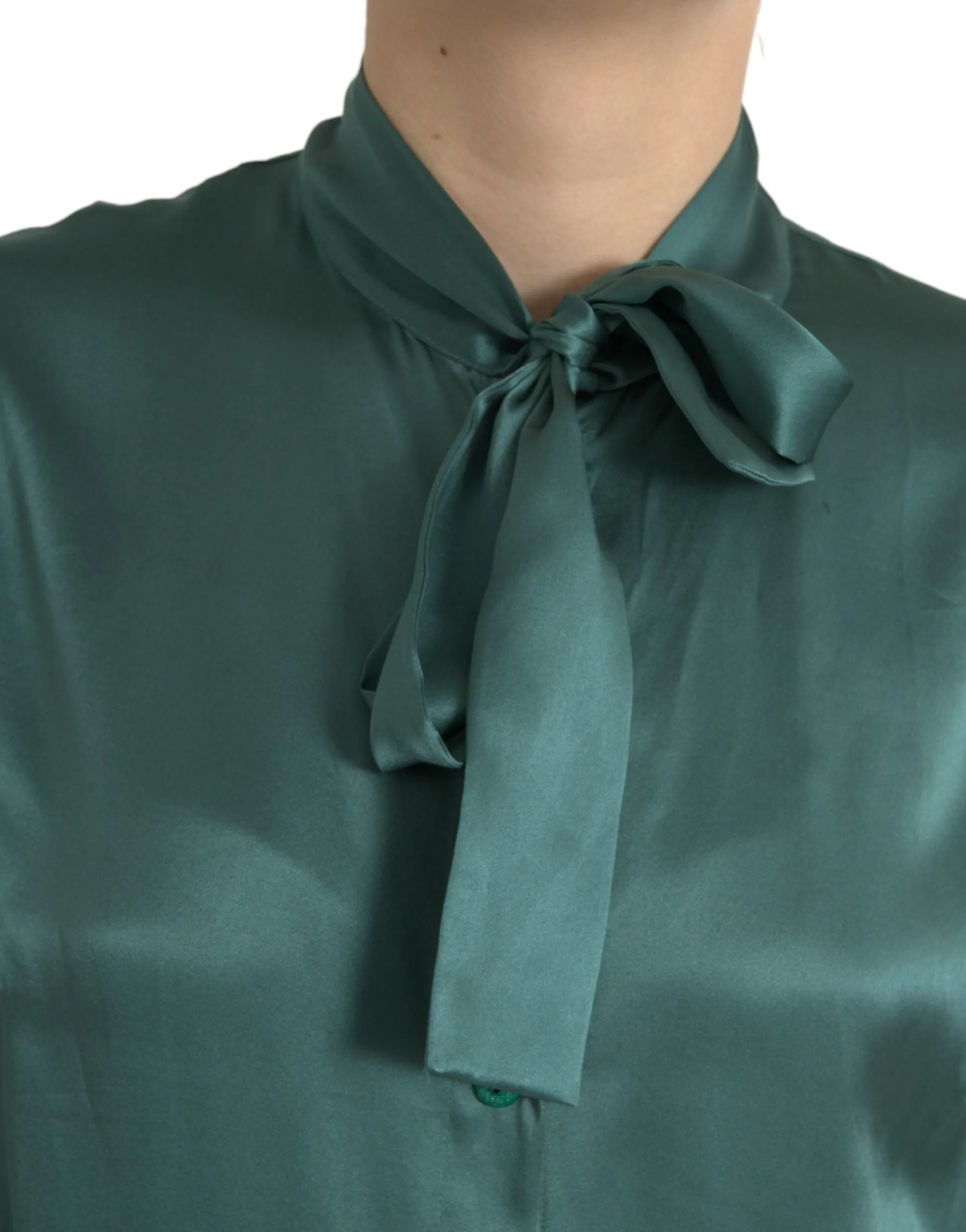 Dark Green Silk Ascot Collar Blouse Top sold by Lord & Taylor product image thumbnail 5