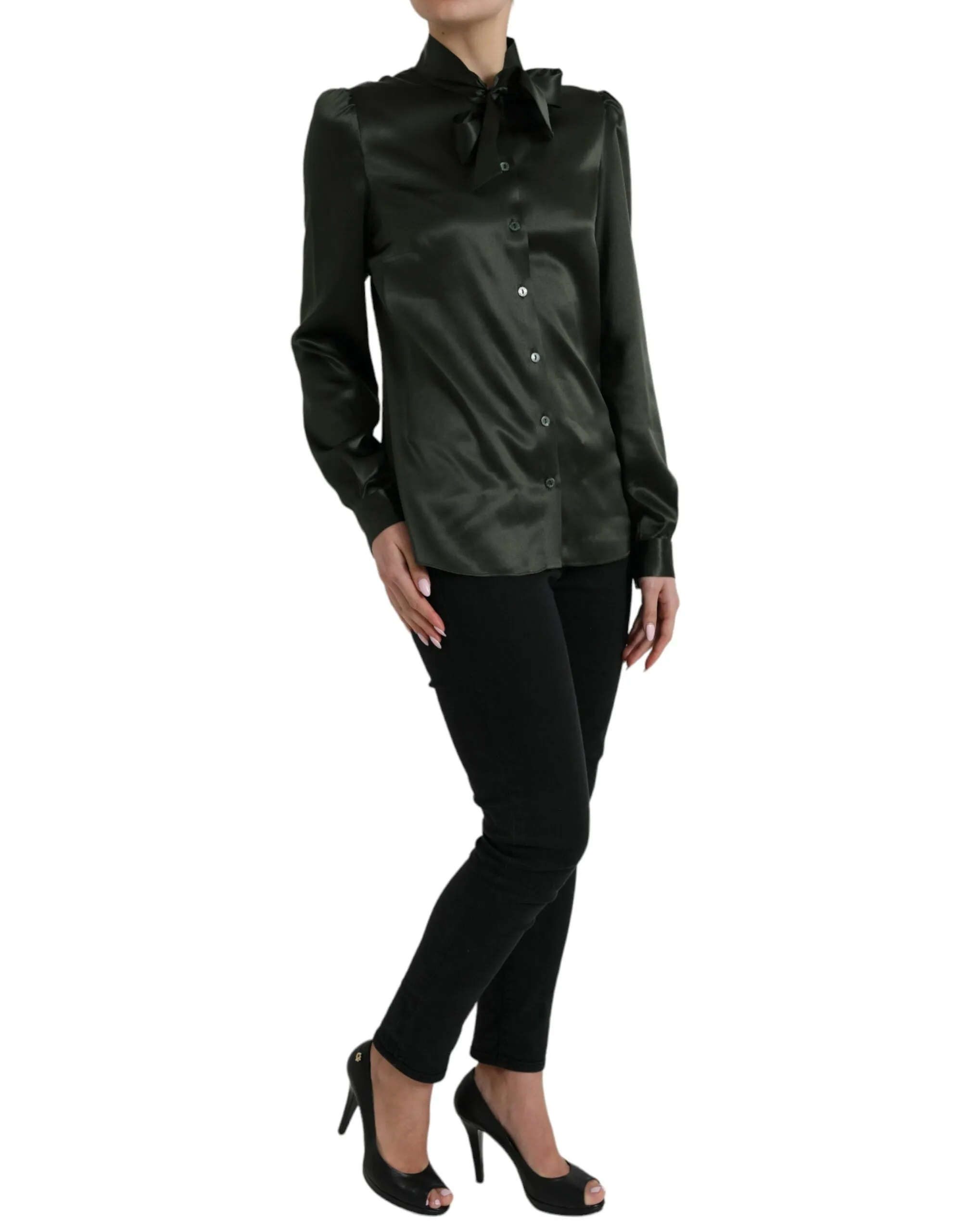 Gray Long Sleeves Ascot Collar Blouse Top sold by Lord & Taylor product image thumbnail 2