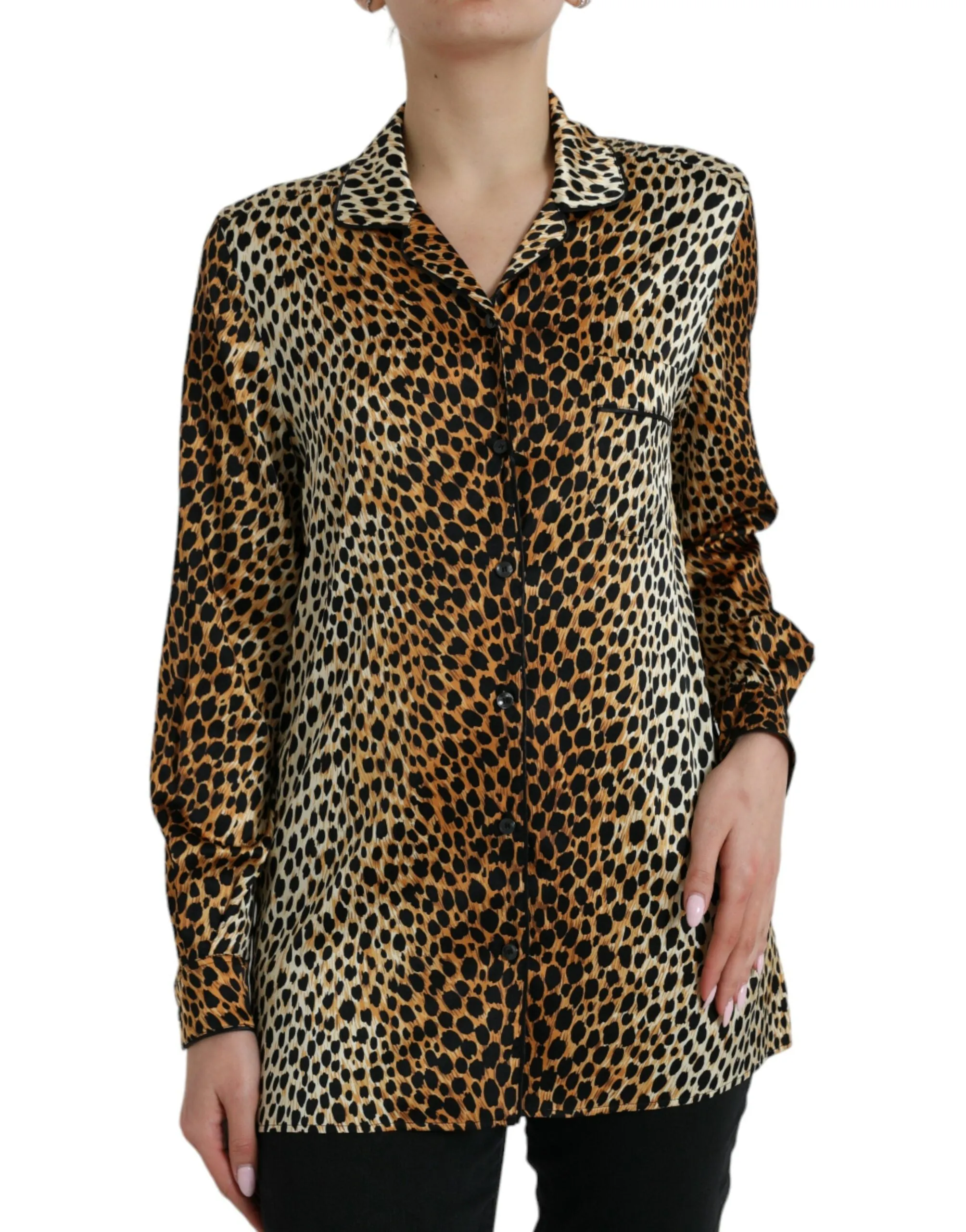 Brown Leopard Print Long Sleeves Blouse Top sold by Lord & Taylor