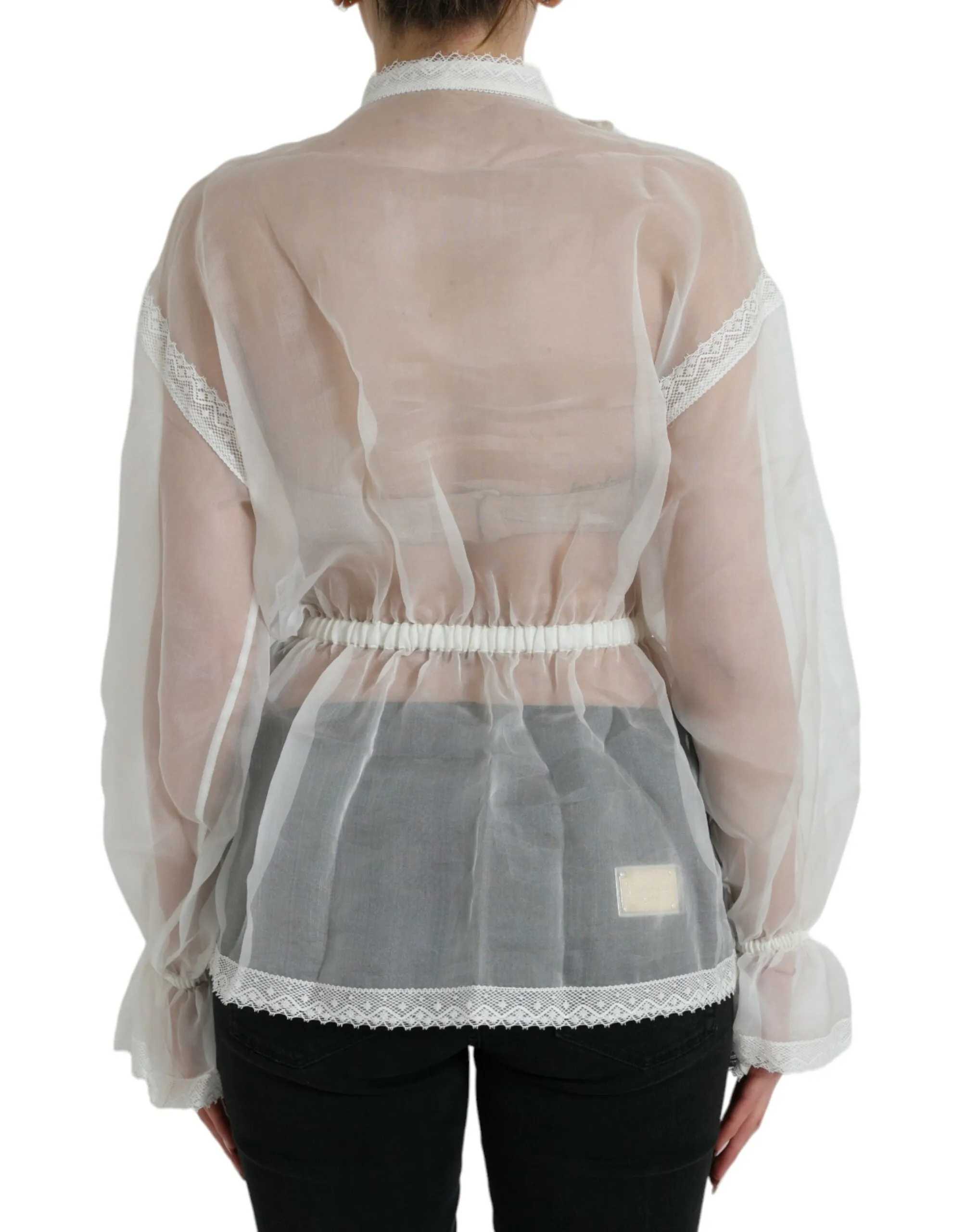 White Silk Long Sleeves Ascot Collar Top sold by Lord & Taylor product image thumbnail 2