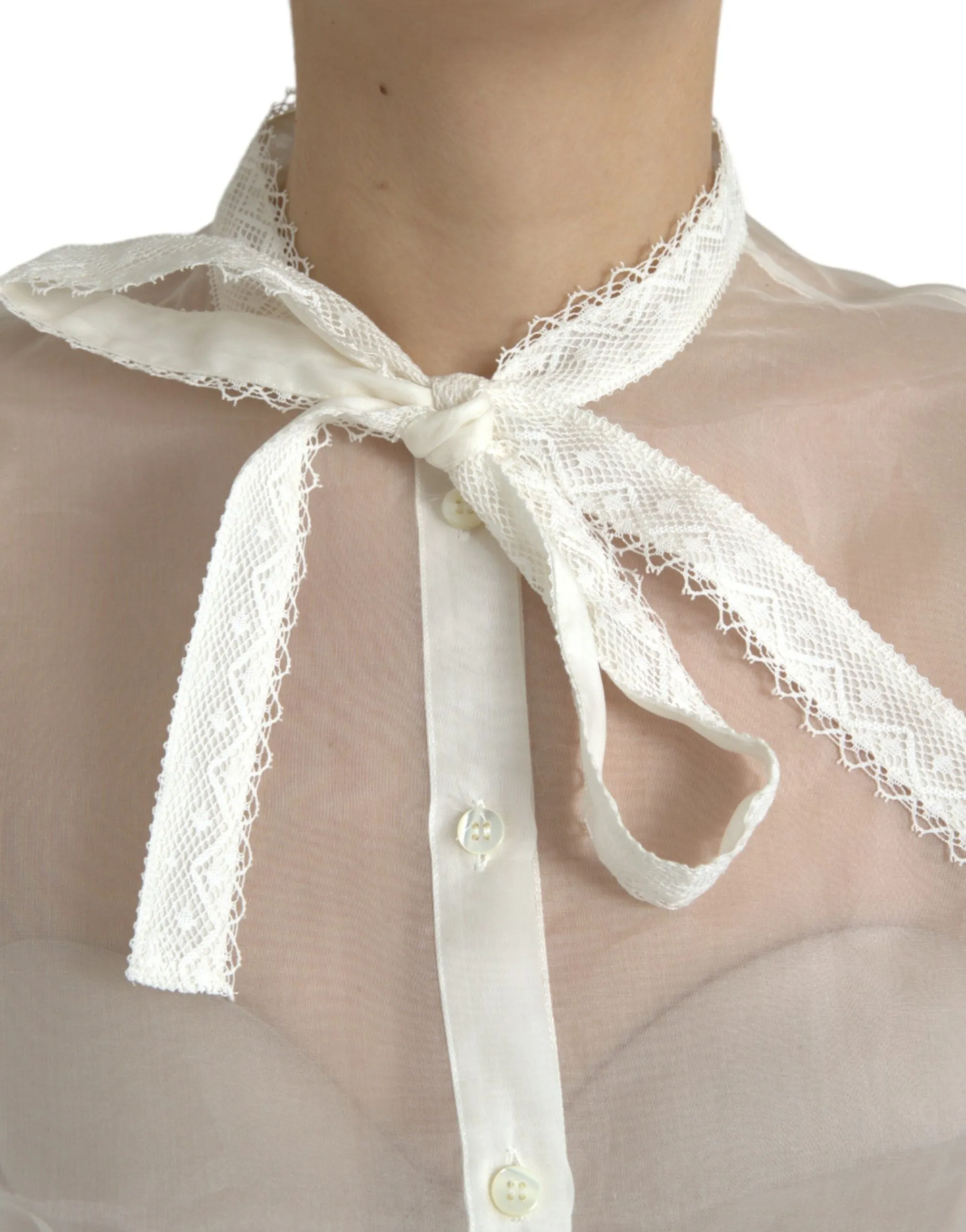 White Silk Long Sleeves Ascot Collar Top sold by Lord & Taylor product image thumbnail 3