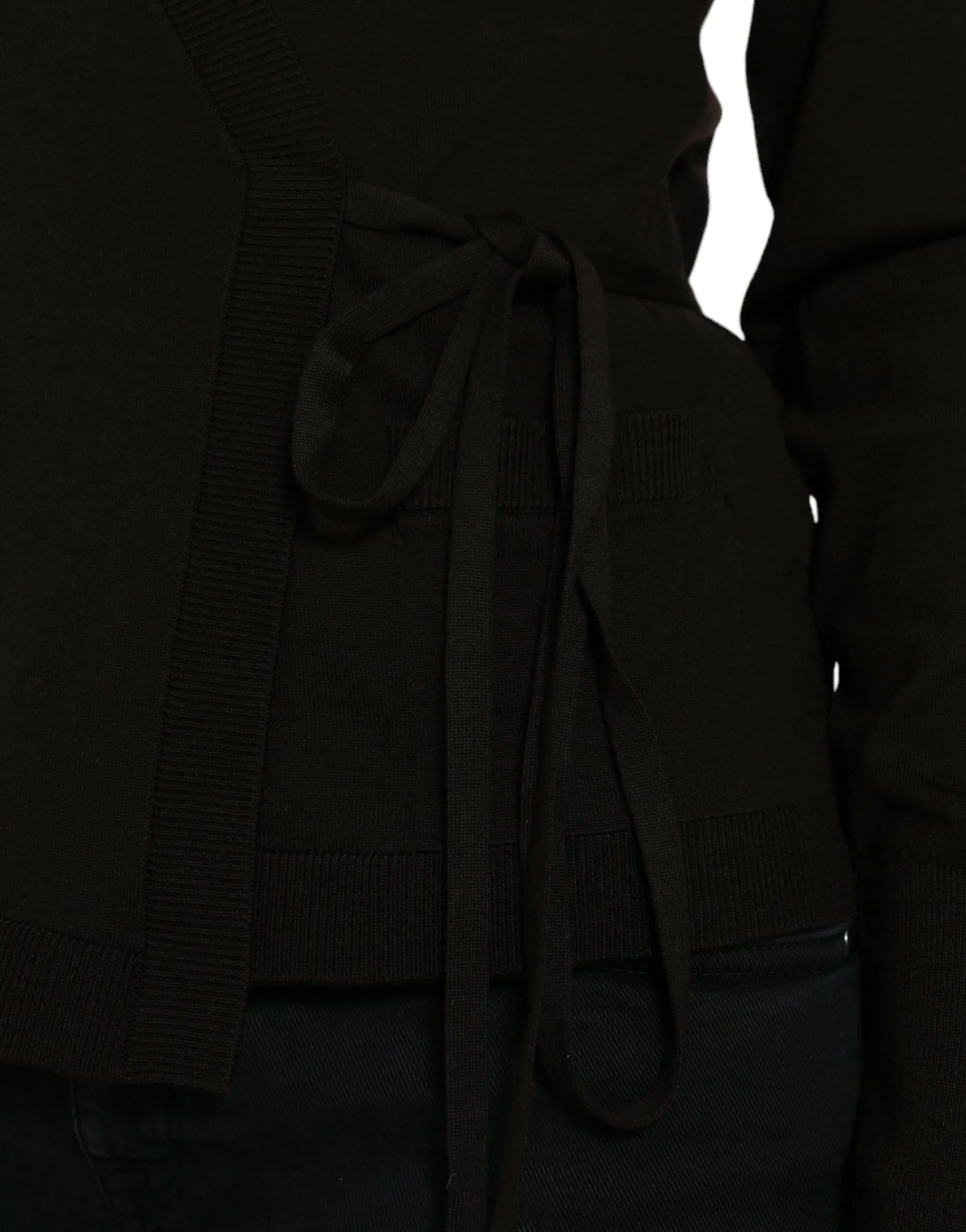 Black Wool V-neck Crossed Cardigan Sweater sold by Lord & Taylor product image thumbnail 5