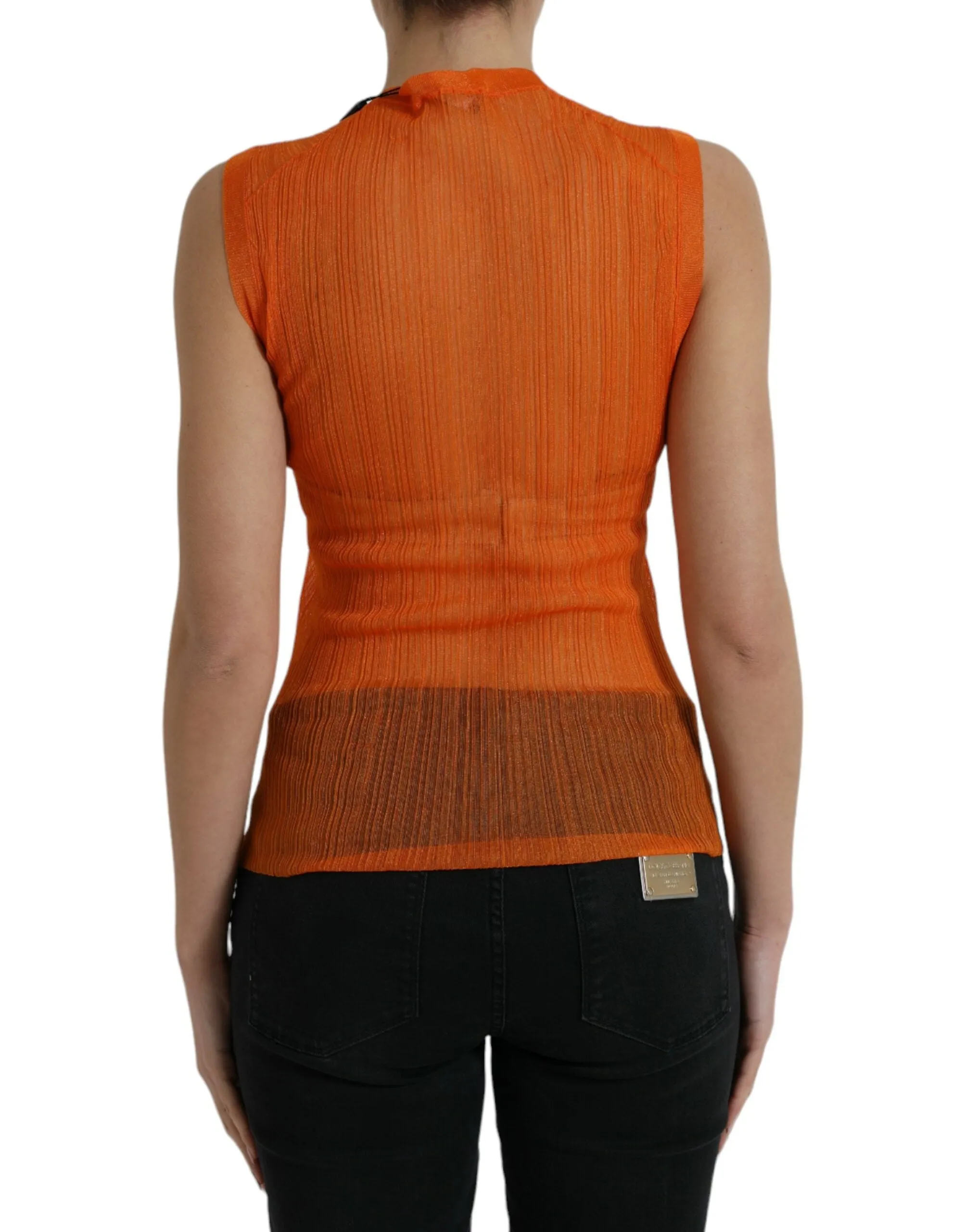 Orange See Through Crew Neck Blouse Tank Top sold by Lord & Taylor product image thumbnail 2