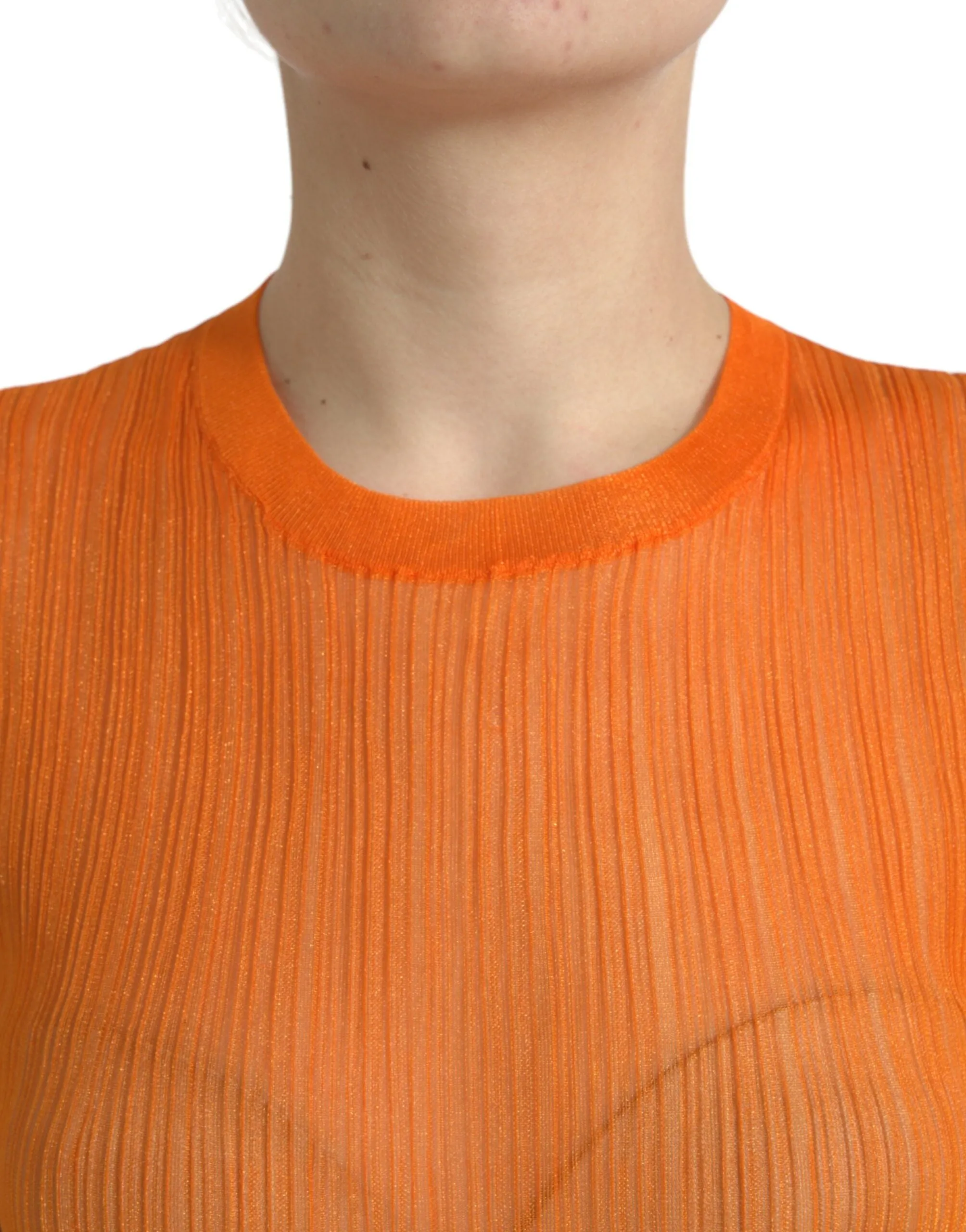 Orange See Through Crew Neck Blouse Tank Top sold by Lord & Taylor product image thumbnail 4