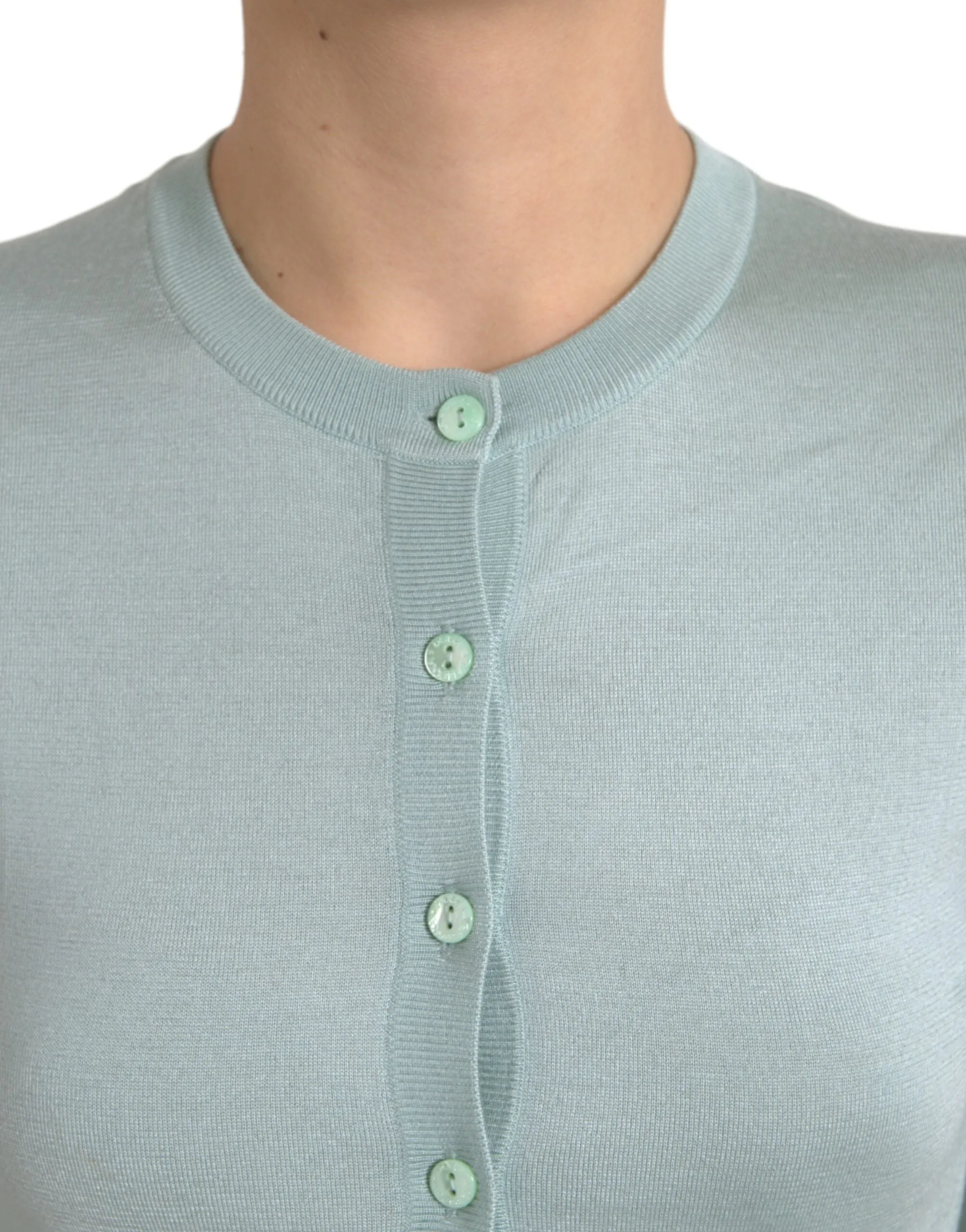 Light Blue Silk Crew Neck Cardigan Sweater sold by Lord & Taylor product image thumbnail 4