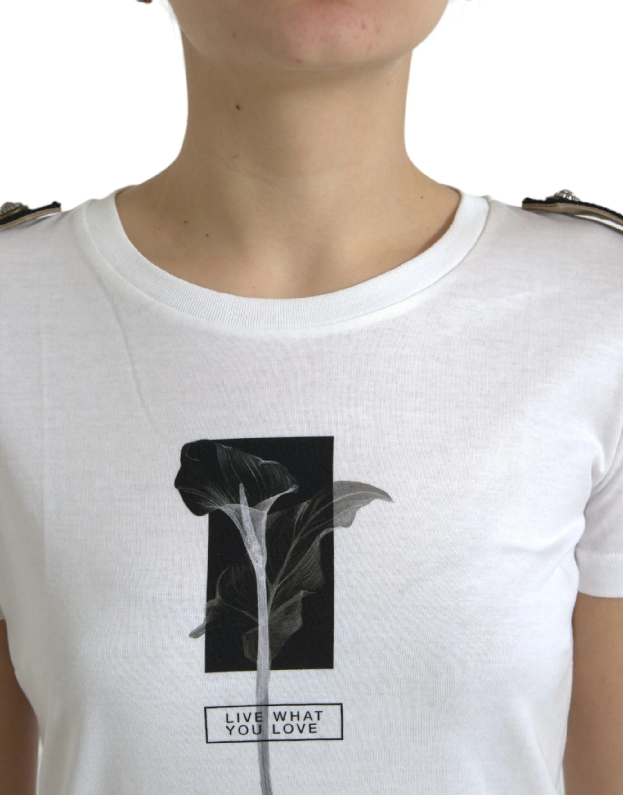 White Black Roses Crewneck Cotton T-shirt sold by Lord & Taylor product image thumbnail 4