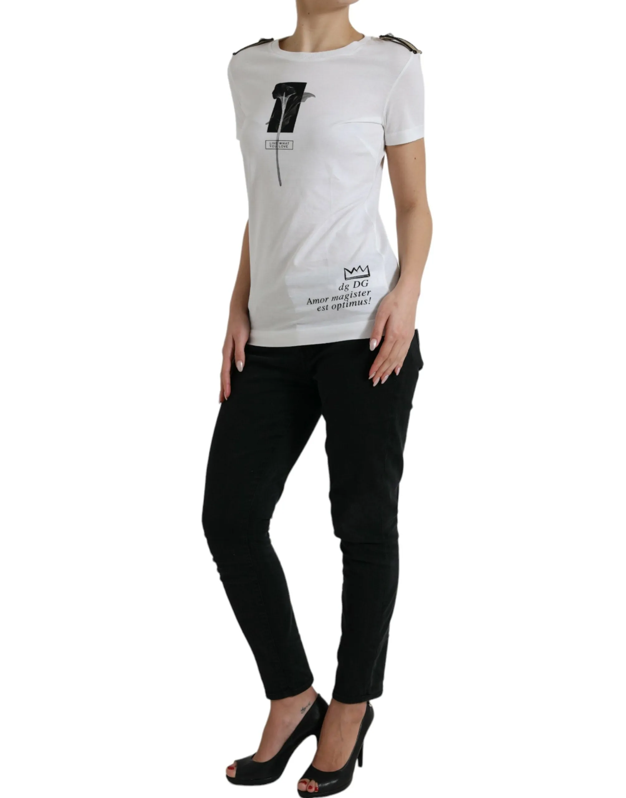 White Black Roses Crewneck Cotton T-shirt sold by Lord & Taylor product image thumbnail 2
