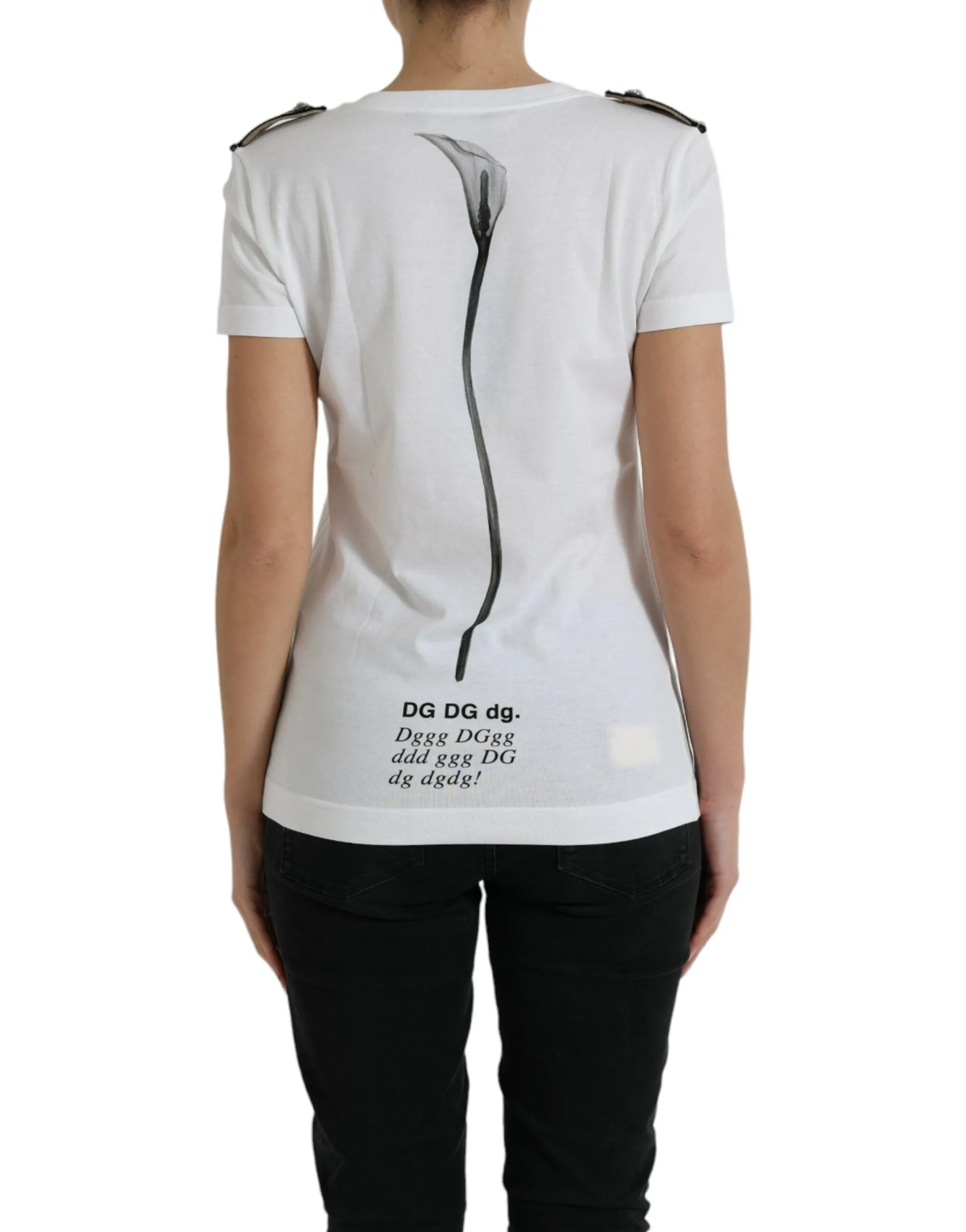 White Black Roses Crewneck Cotton T-shirt sold by Lord & Taylor product image thumbnail 3
