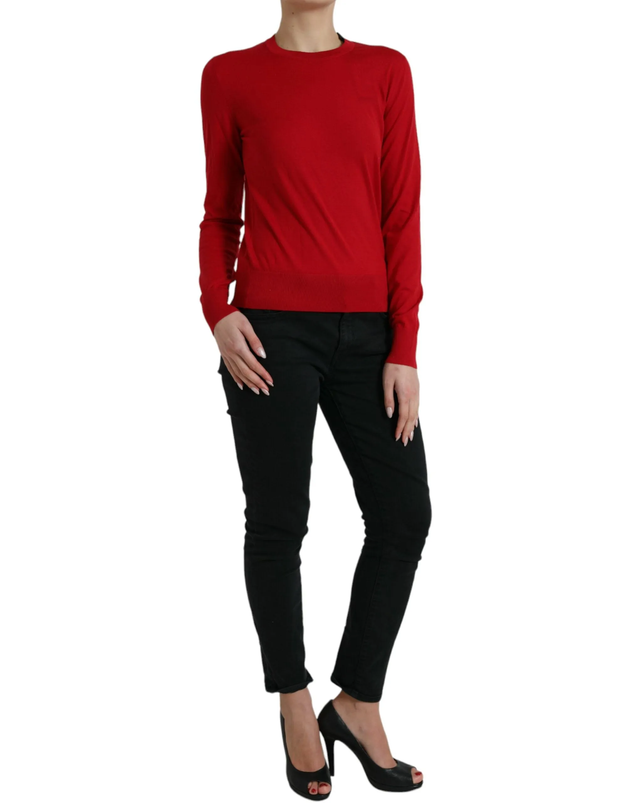 Red Wool Knitted Crew Neck Pullover Sweater sold by Lord & Taylor product image thumbnail 2