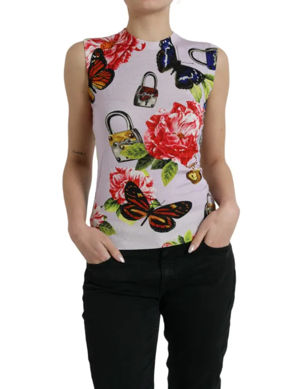 Multicolor Floral Padlock Butterfly Tank Top sold by Lord & Taylor