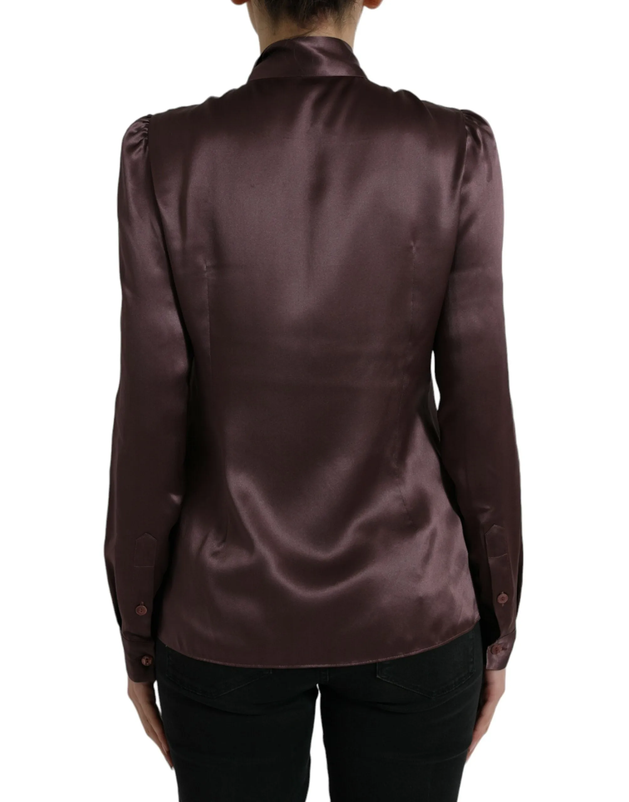 Brown Silk Ascot Collar Long Sleeve Blouse Top sold by Lord & Taylor product image thumbnail 3