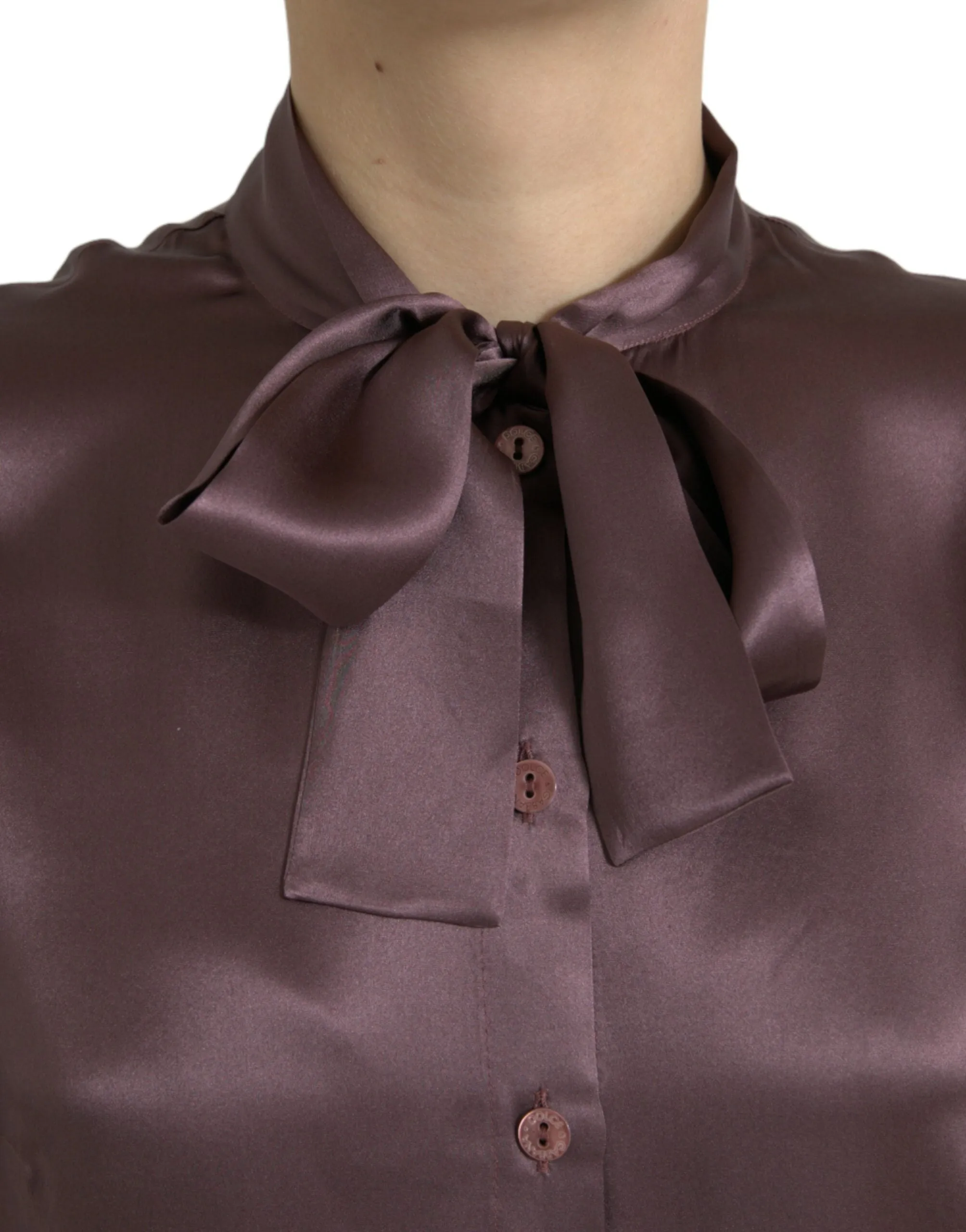 Brown Silk Ascot Collar Long Sleeve Blouse Top sold by Lord & Taylor product image thumbnail 4