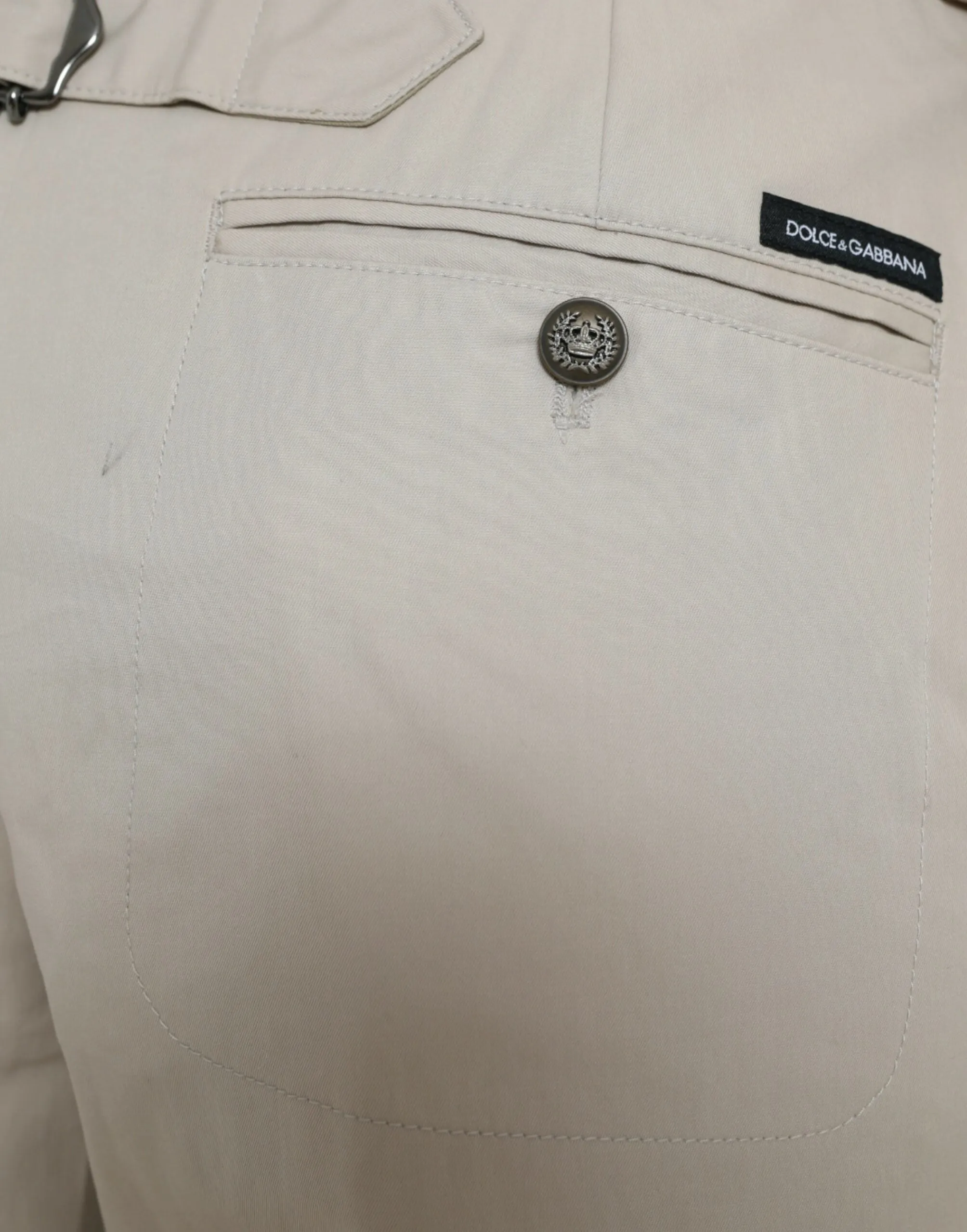 Beige Cotton High Waist Tapered Pants sold by Lord & Taylor product image thumbnail 4